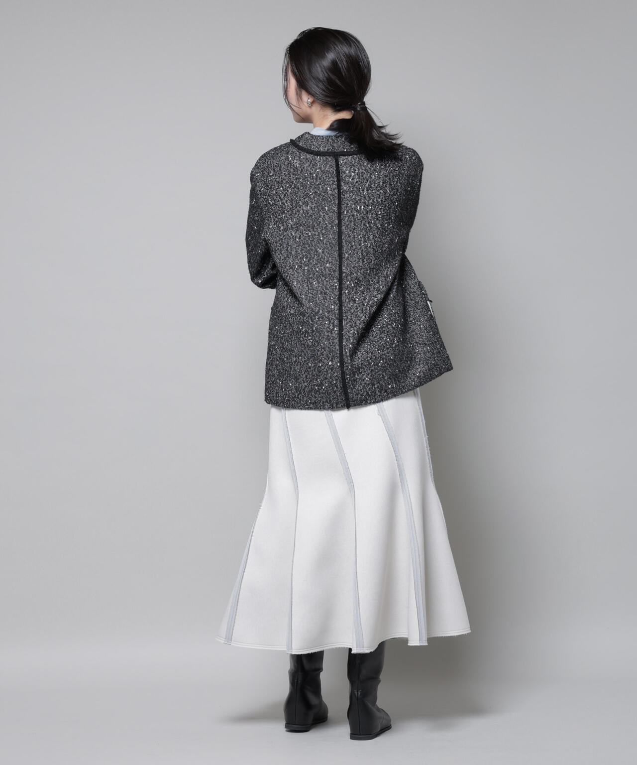 ネップツイード ノーカラージャケット