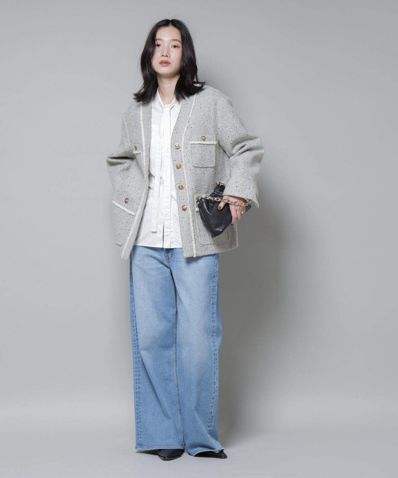 ネップツイードノーカラージャケット 6695216309