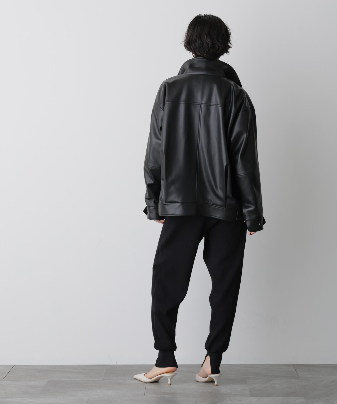 STEVELOUR 」 スタンド フェイク レザー ジップ ブルゾン