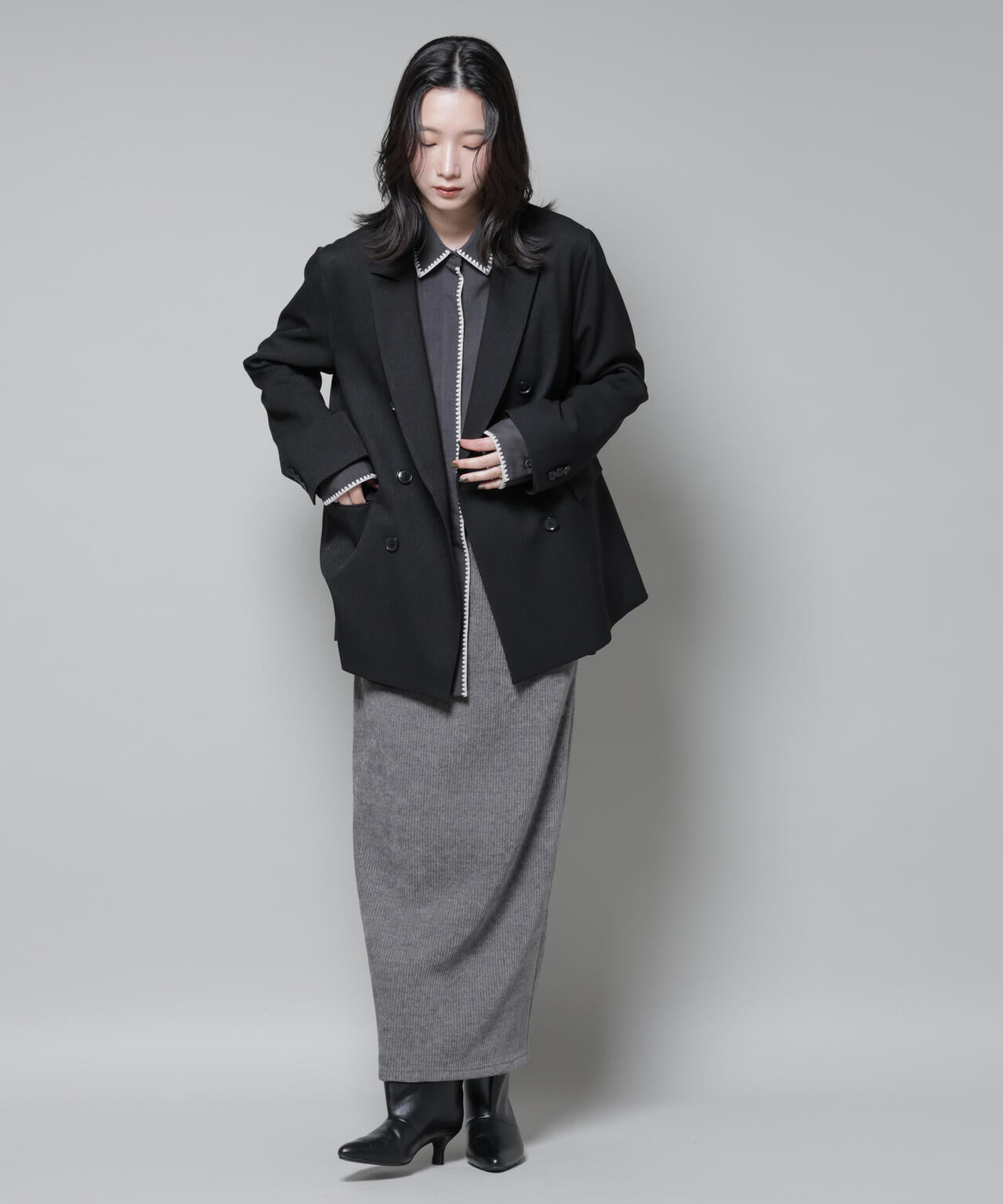 ストレッチサージダブルジャケット(セットアップ可) 6695216314