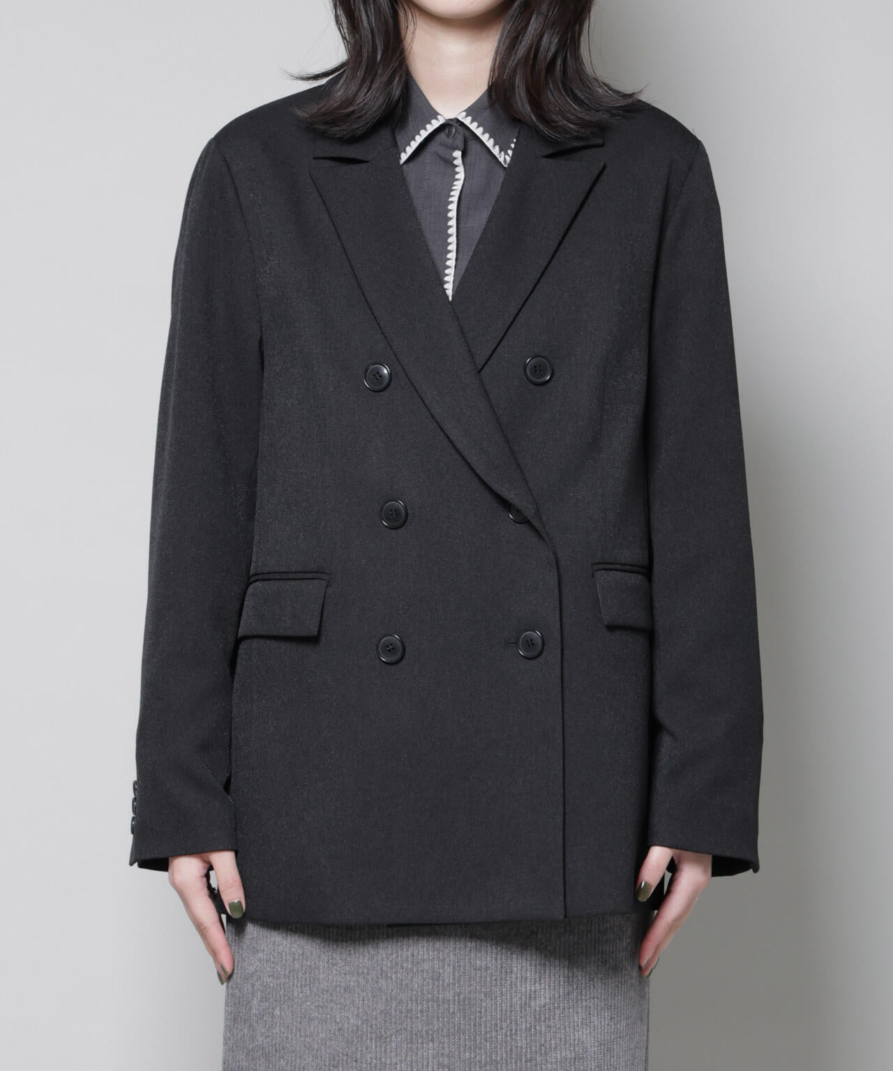 ストレッチ サージ ダブル ジャケット ( セットアップ 可 )
