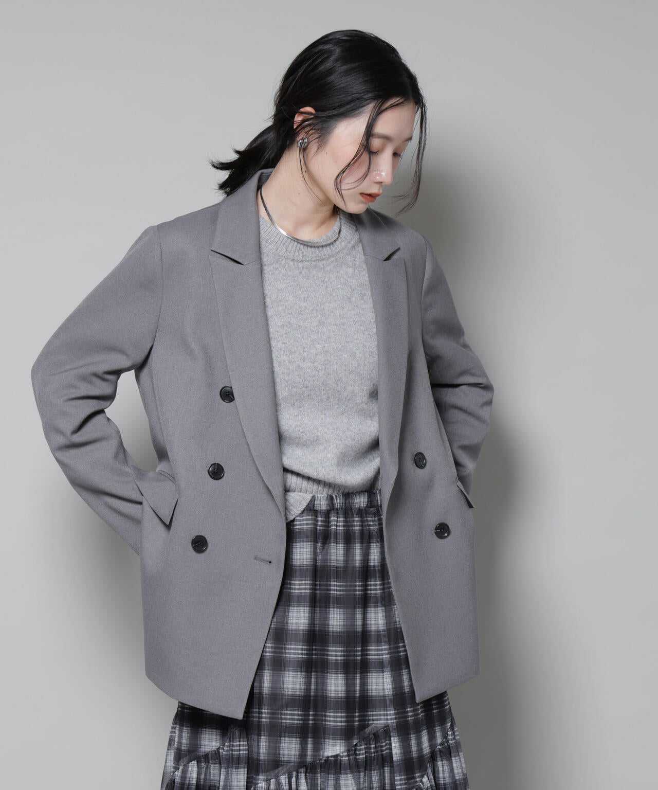 ストレッチサージダブルジャケット(セットアップ可) 6695216314