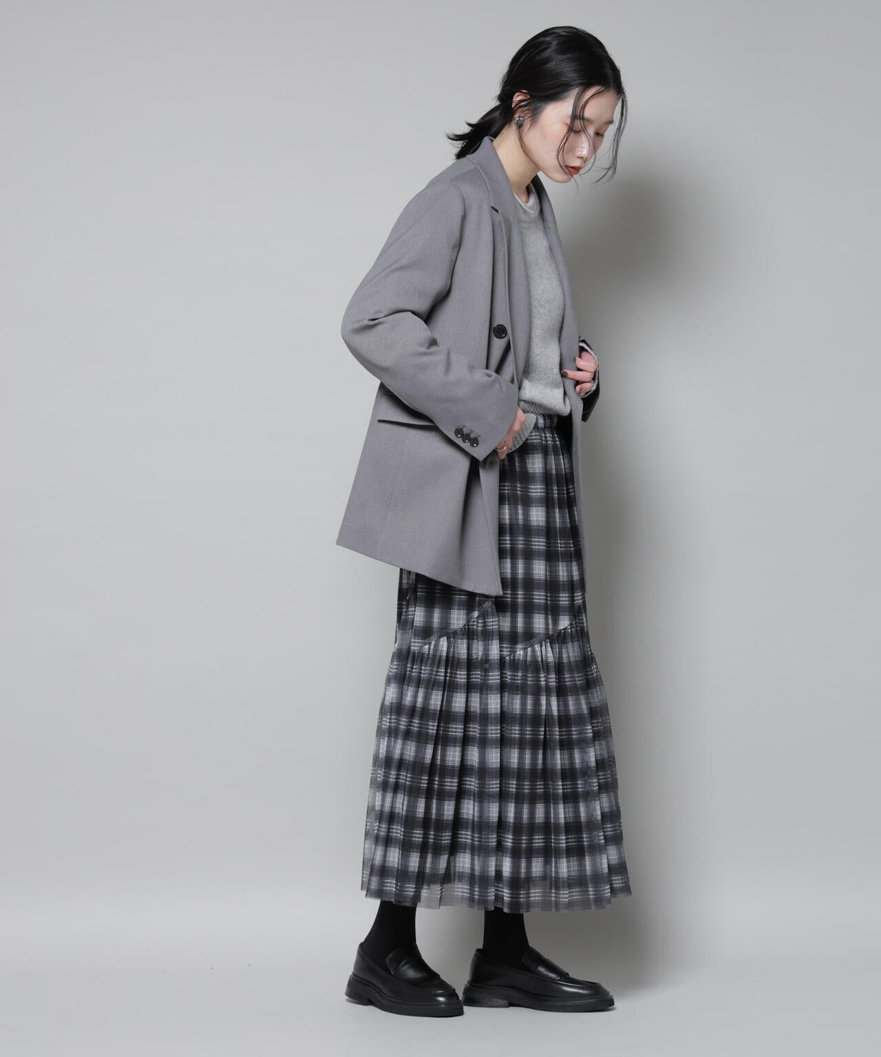 ストレッチ サージ ダブル ジャケット ( セットアップ 可 )