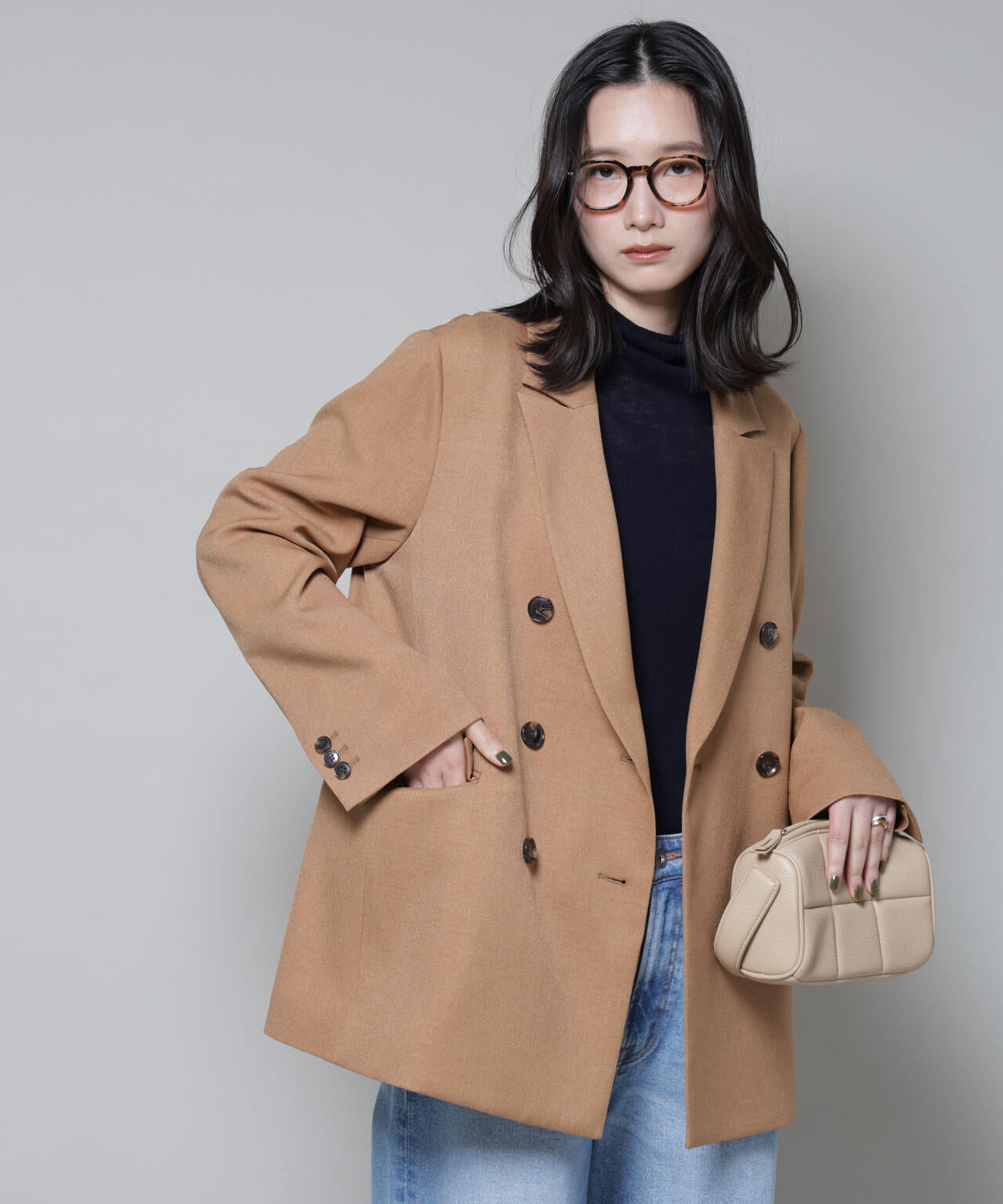 ストレッチ サージ ダブル ジャケット ( セットアップ 可 )