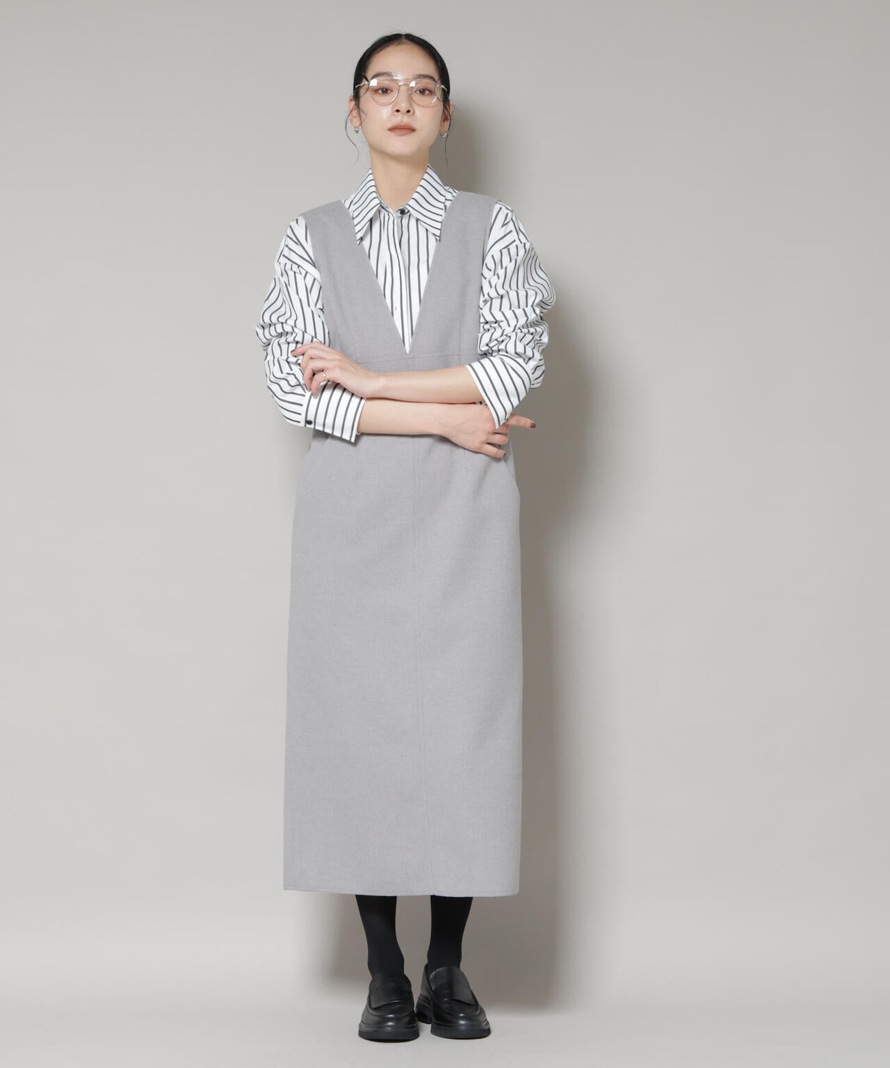 ニードル ジャージー Vネック ワンピース