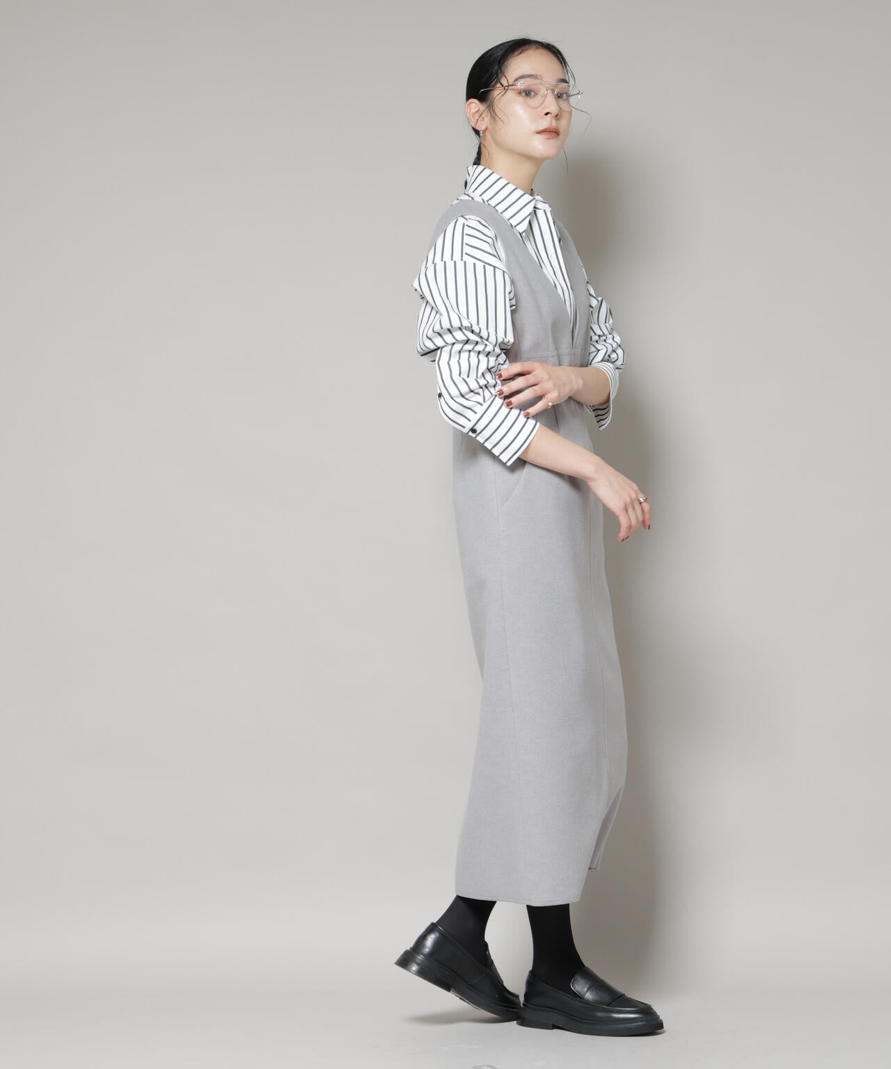 ニードル ジャージー Vネック ワンピース