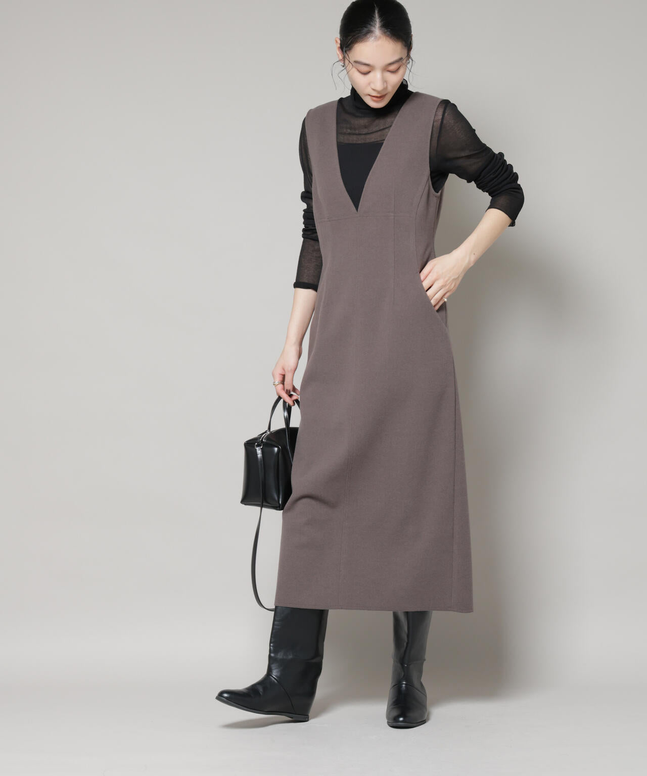 ニードル ジャージー Vネック ワンピース