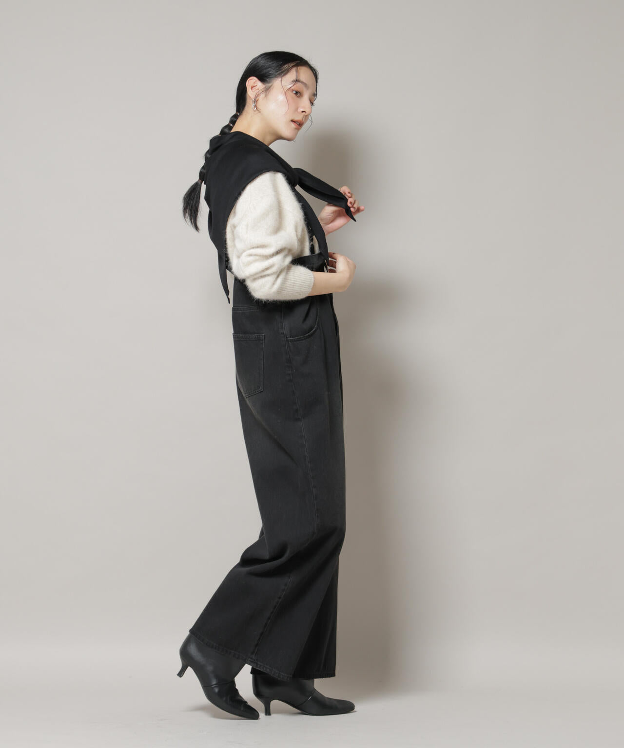 コットン ワイド サロペット