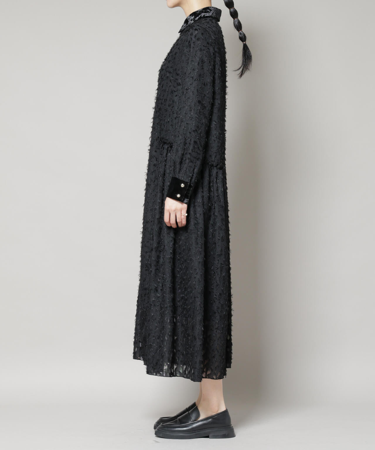 フリンジジャガードナローシャツワンピース 6695219326