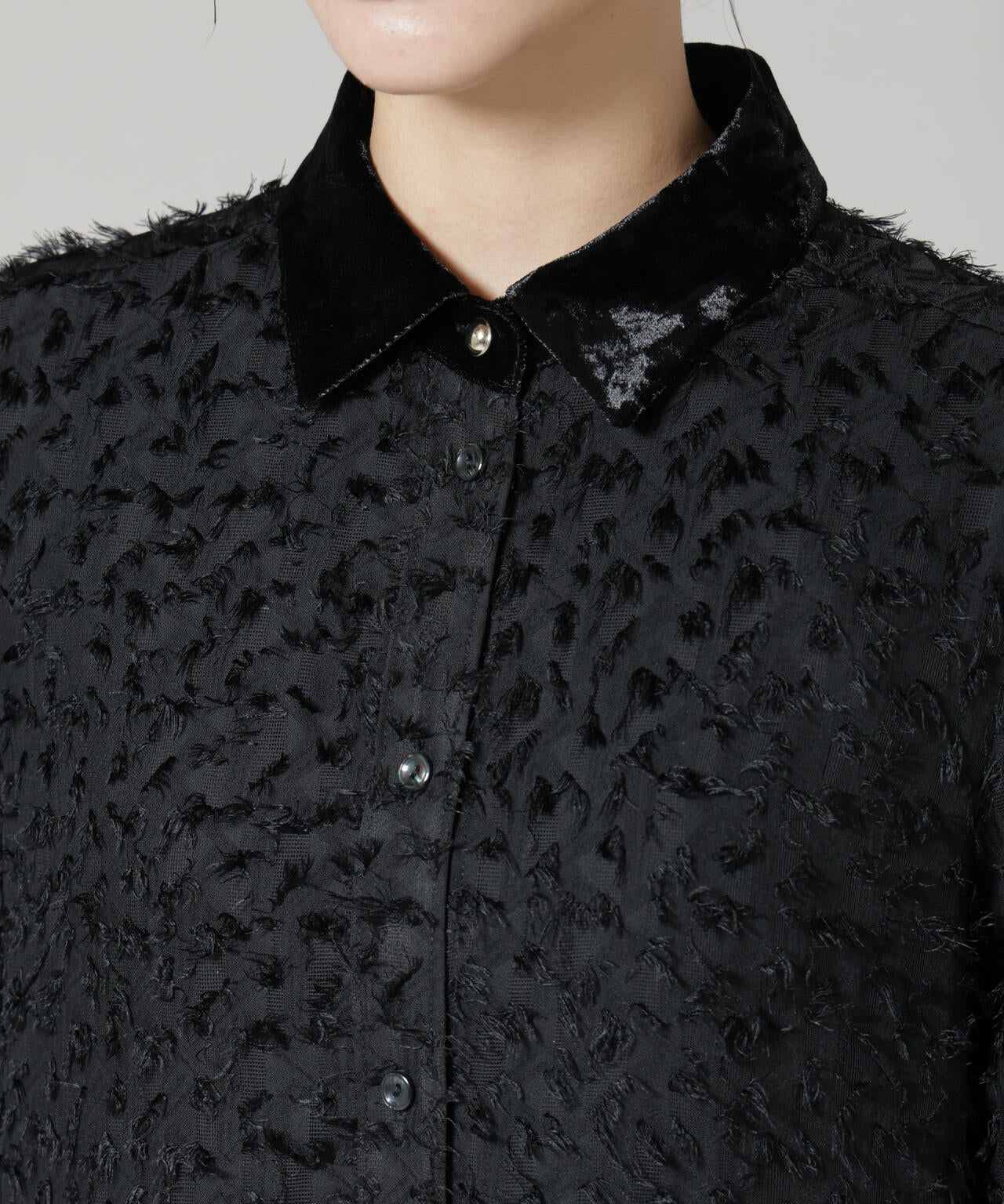 フリンジジャガードナローシャツワンピース 6695219326