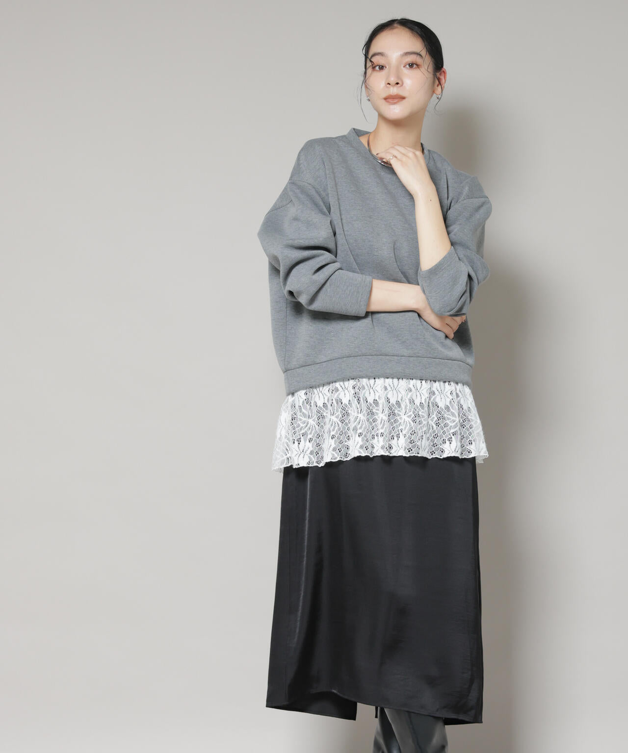 レース レイヤード セット ワンピース