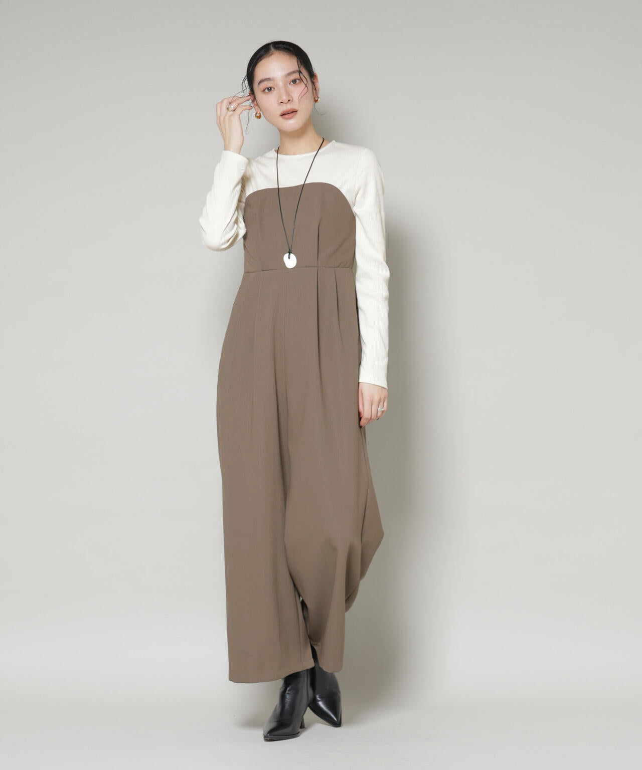 ru様 オールインワン Mグレー M TO R（ムウトアール） オールインワン STRIPE ALL-IN-ONE レディース