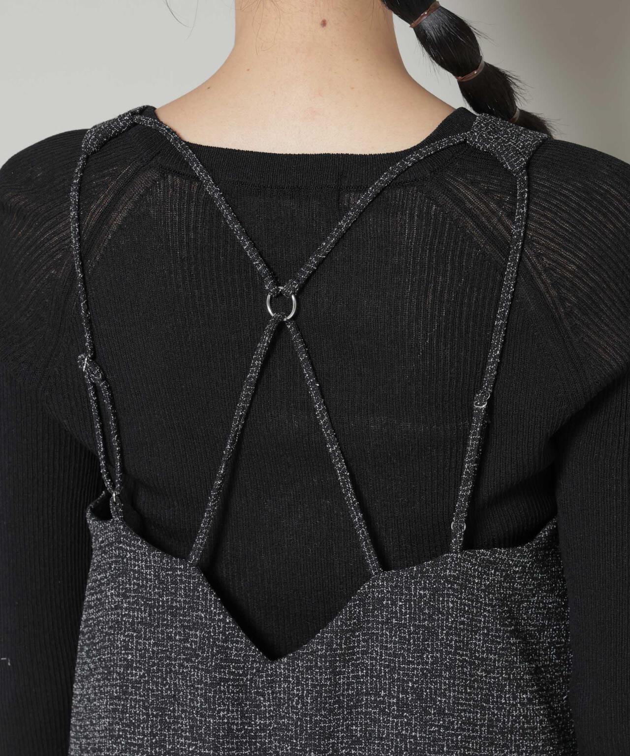 ツイードIラインワンピース×シアーリブニットセット 6695219329