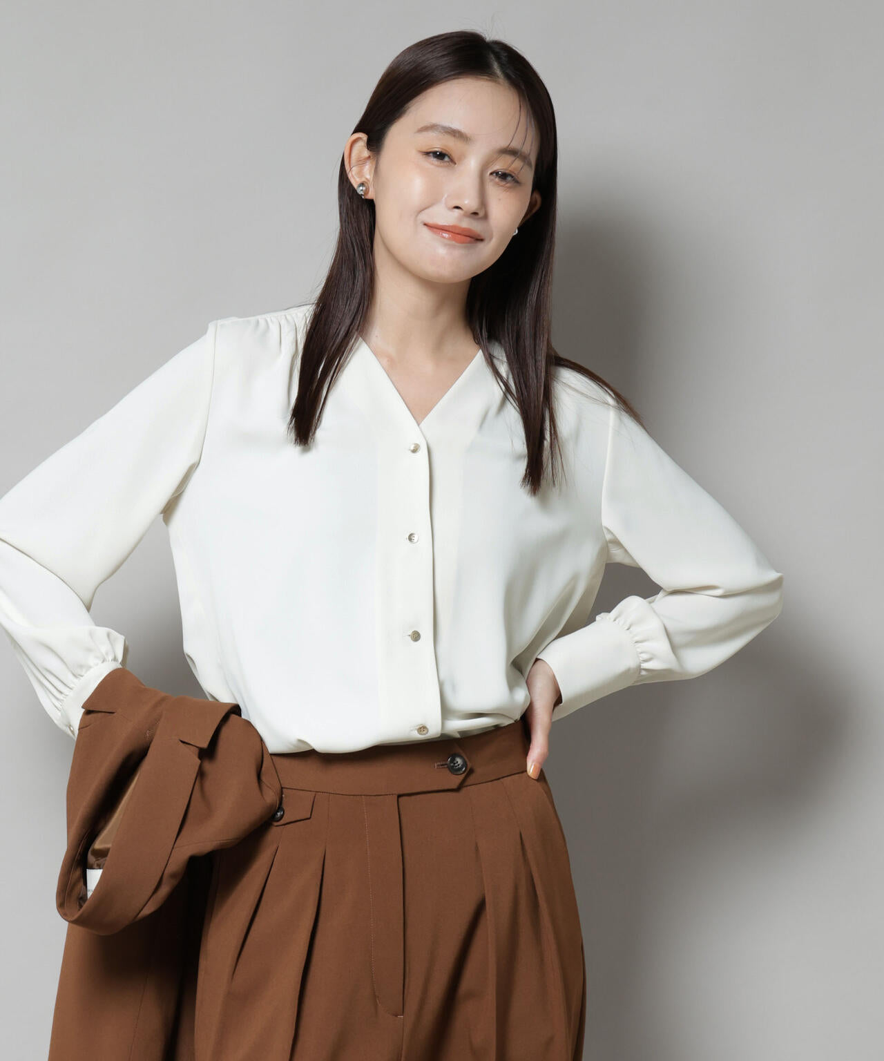 noble♡美品　ウールナイロンフロントボタンVネックコート PASSIONE】Vネックウールコート | selectshop kusukusu