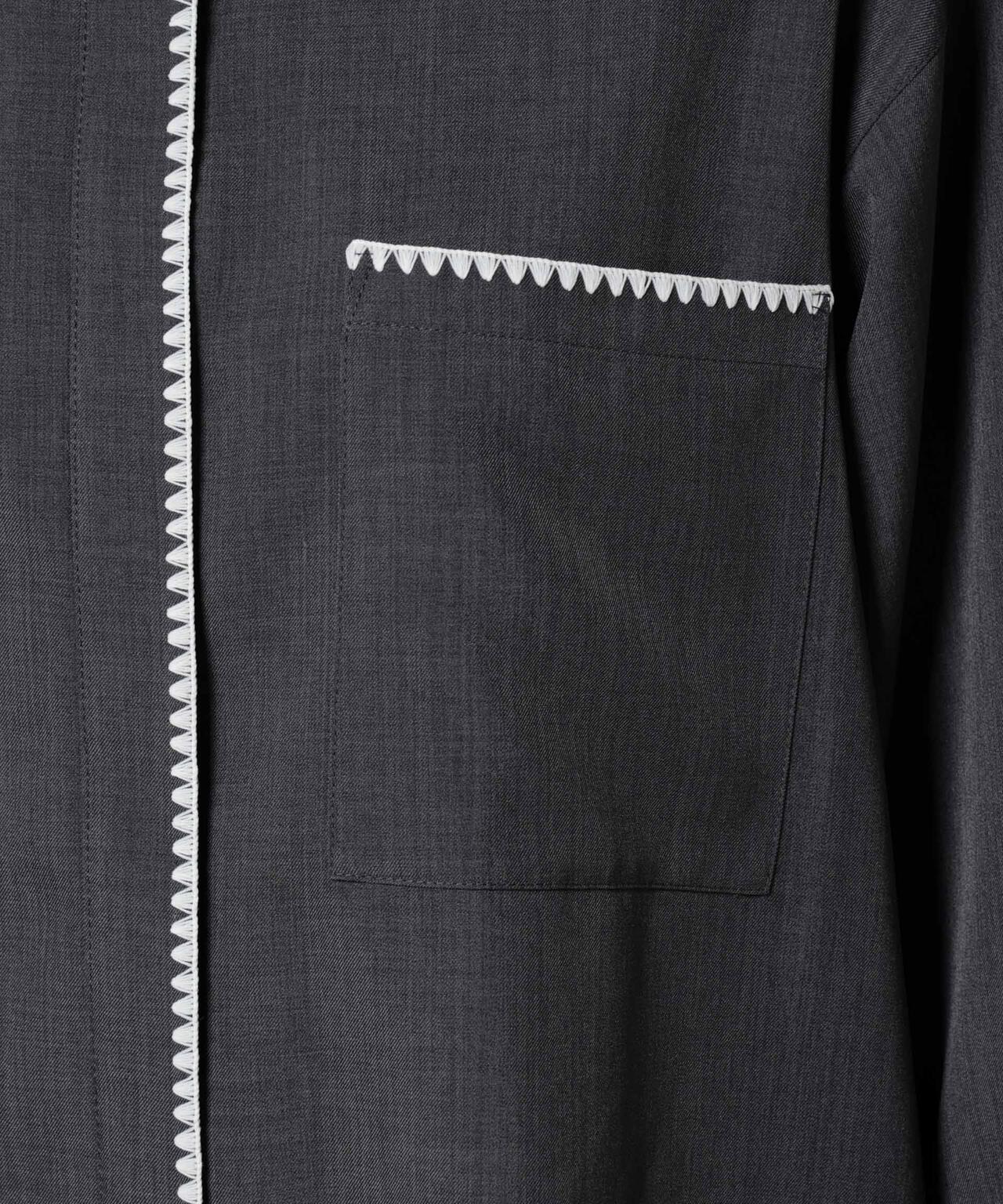 トリミング刺繍ツイルシャツ 6695220310