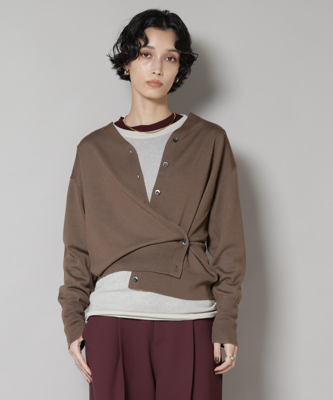 毛玉レスニット2wayカシュクールカーディガン 6695222303