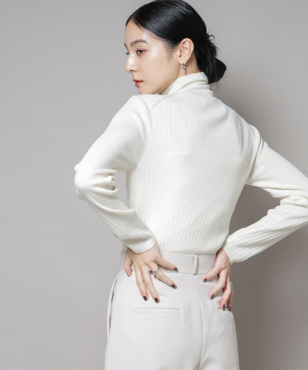 毛玉レスニット3wayリブタートルトップス 6695222304