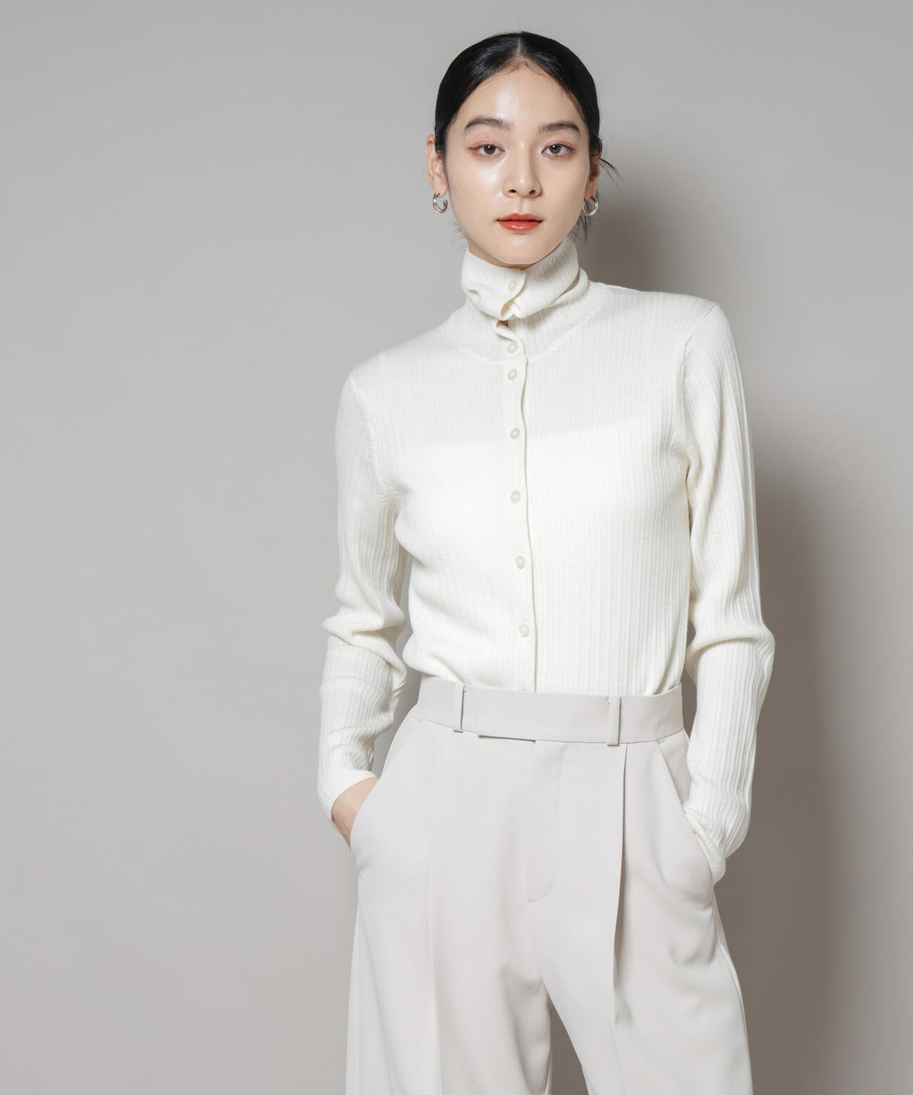 毛玉レスニット3wayリブタートルトップス 6695222304