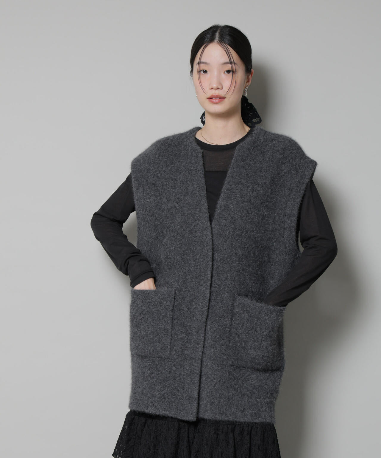 ウォッシャブル フォックス リバー ニット ジレ