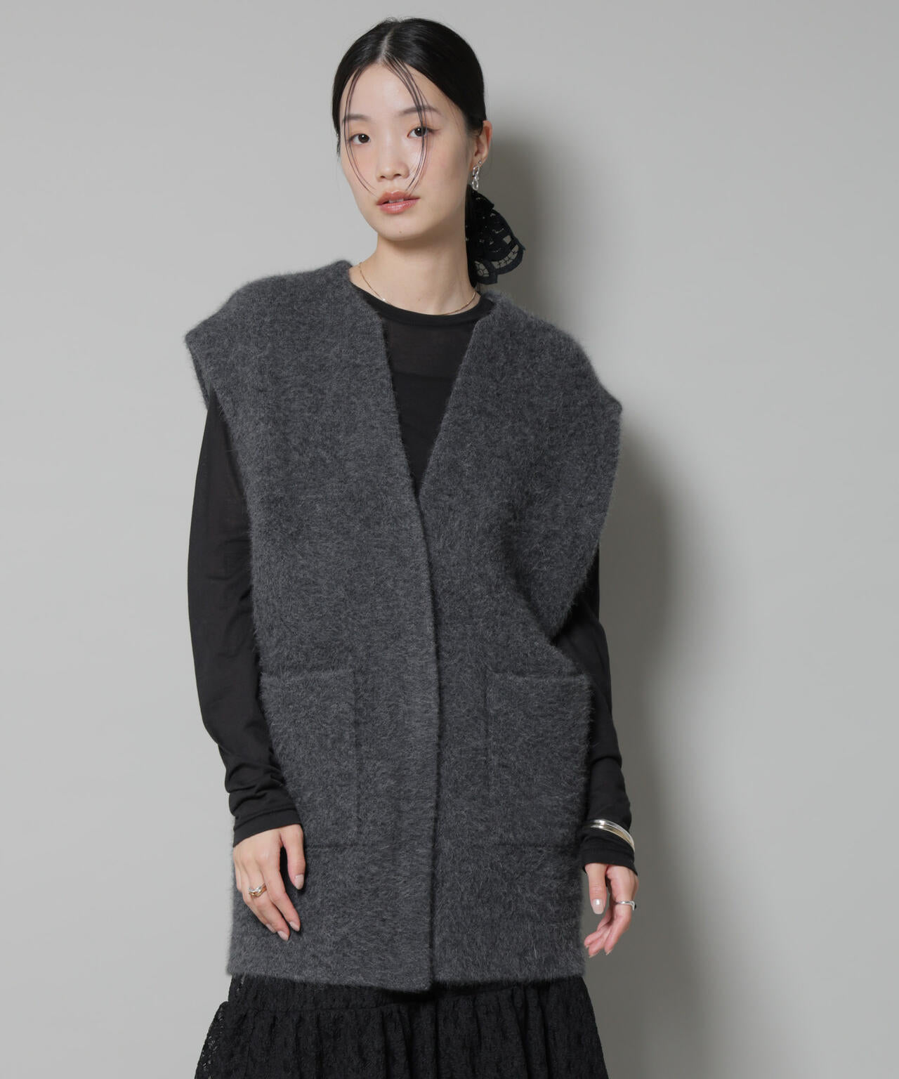 ウォッシャブル フォックス リバー ニット ジレ