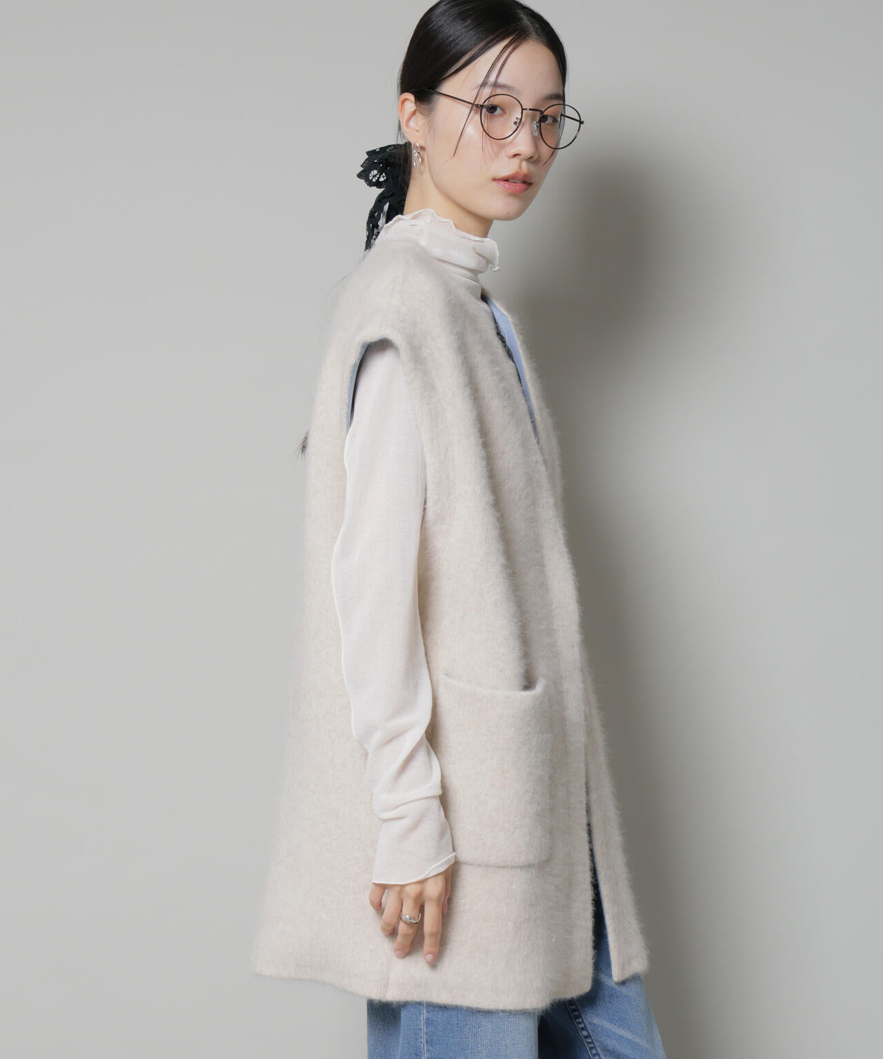 ウォッシャブルフォックスリバーニットジレ 6695222307