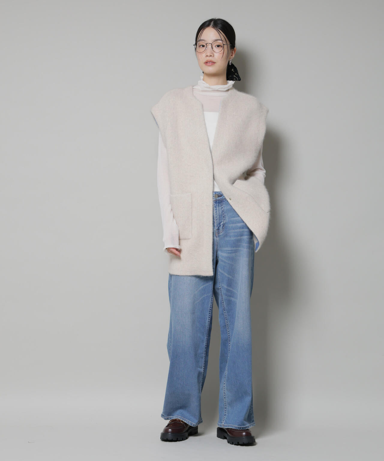 ウォッシャブルフォックスリバーニットジレ 6695222307