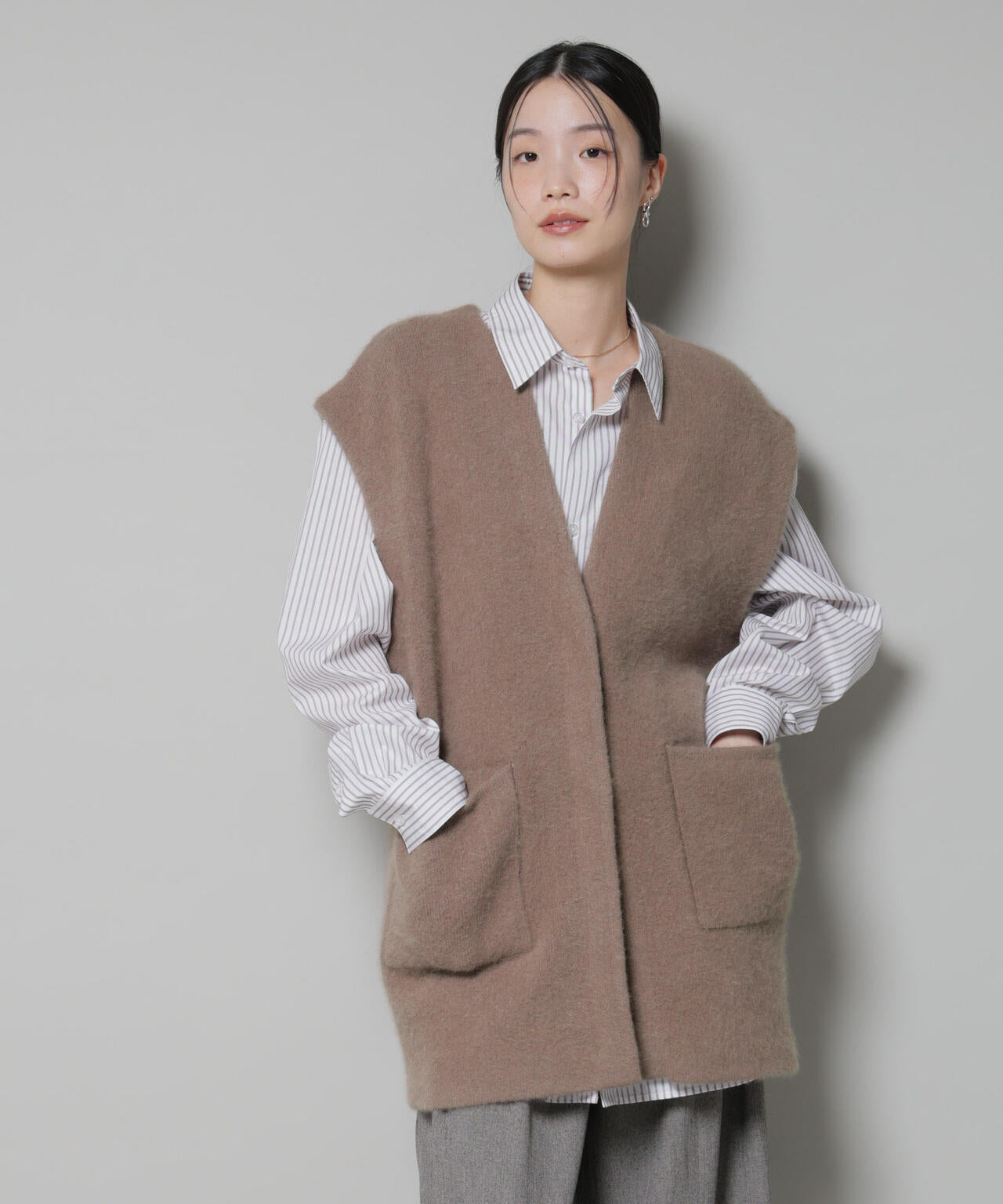 ウォッシャブル フォックス リバー ニット ジレ