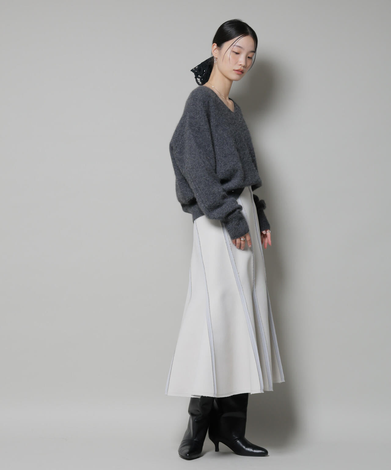 ウォッシャブルフォックスVネックニットプルオーバー 6695222308