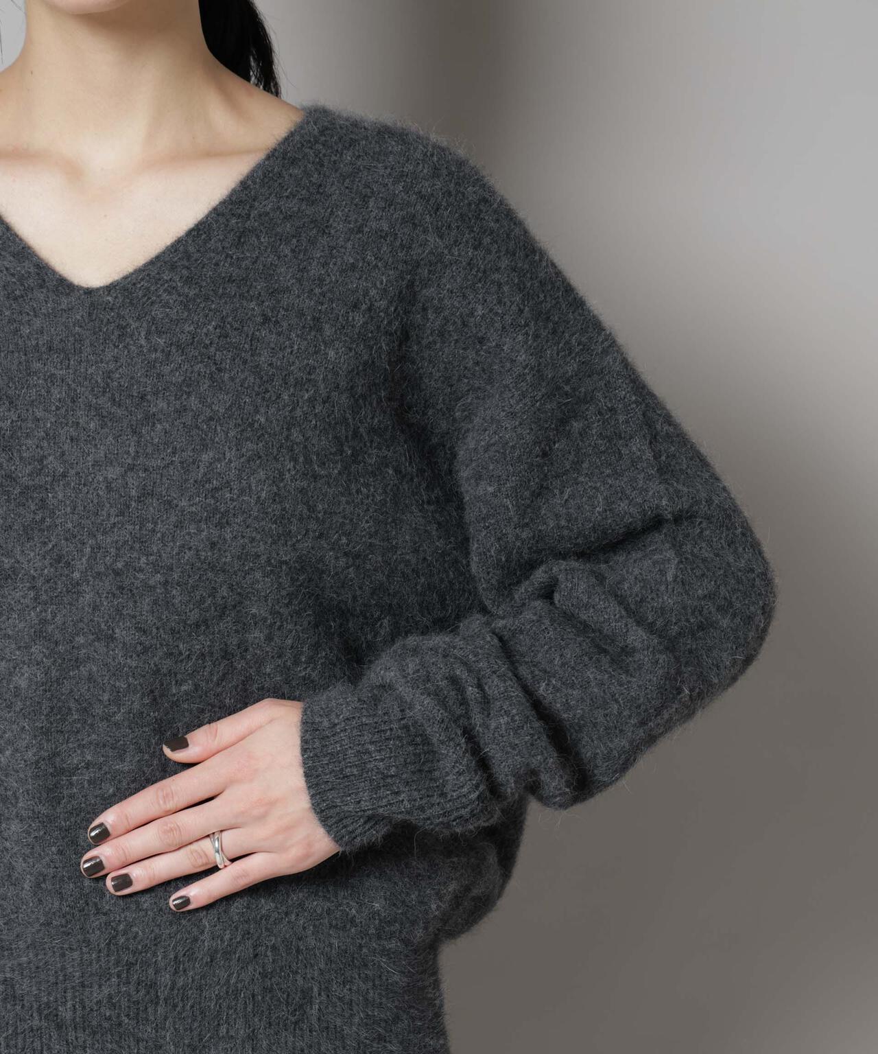 ウォッシャブル フォックス Vネック ニット プルオーバー