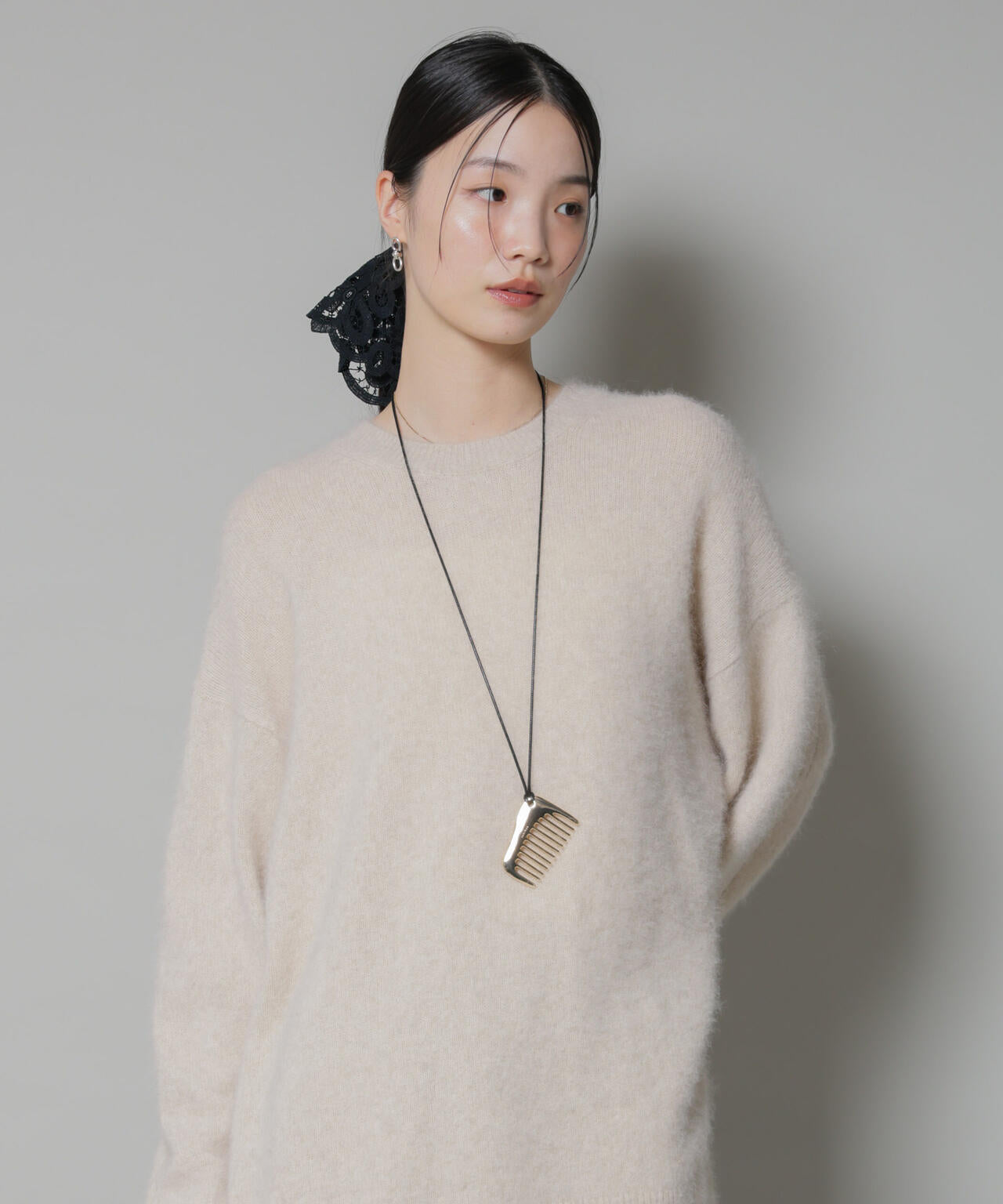 ウォッシャブルフォックスクルーワイドニットプルオーバー 6695222309