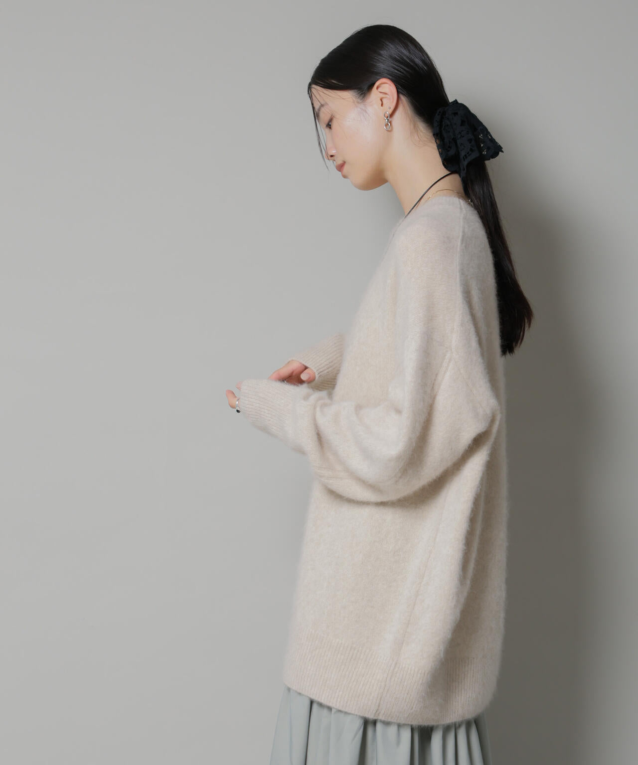 ウォッシャブルフォックスクルーワイドニットプルオーバー 6695222309