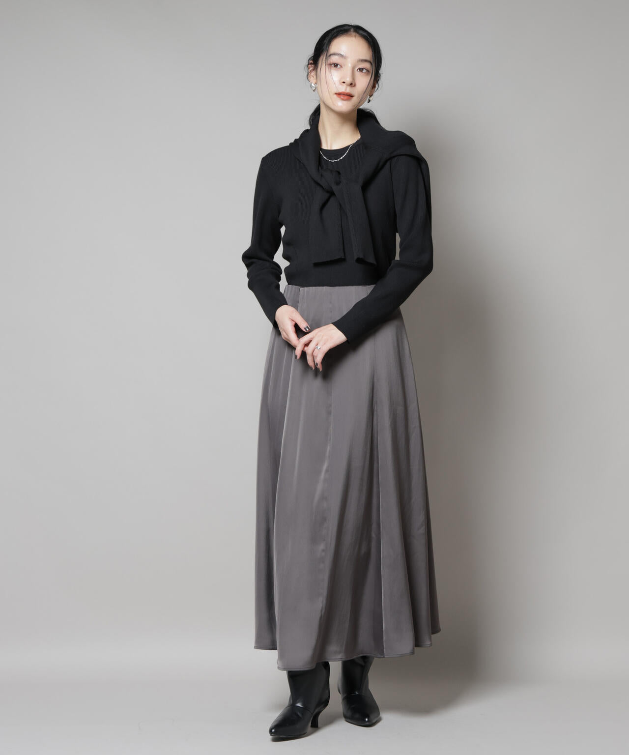 CICA&UVカット加工クルーネックリブニット 6695222313