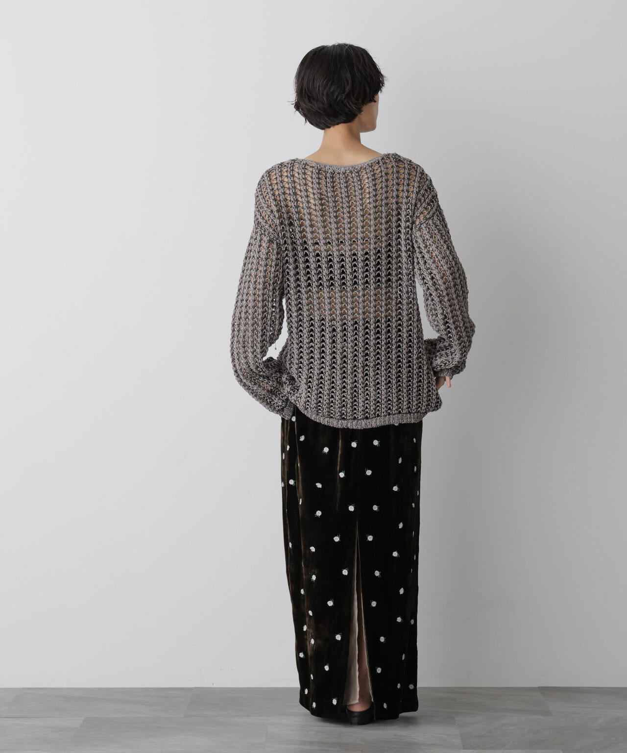 STEVELOUR」シャイニーレース ニット トップス