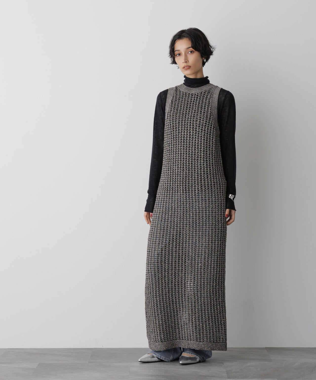 STEVELOUR」シャイニーレース ニット ワンピース