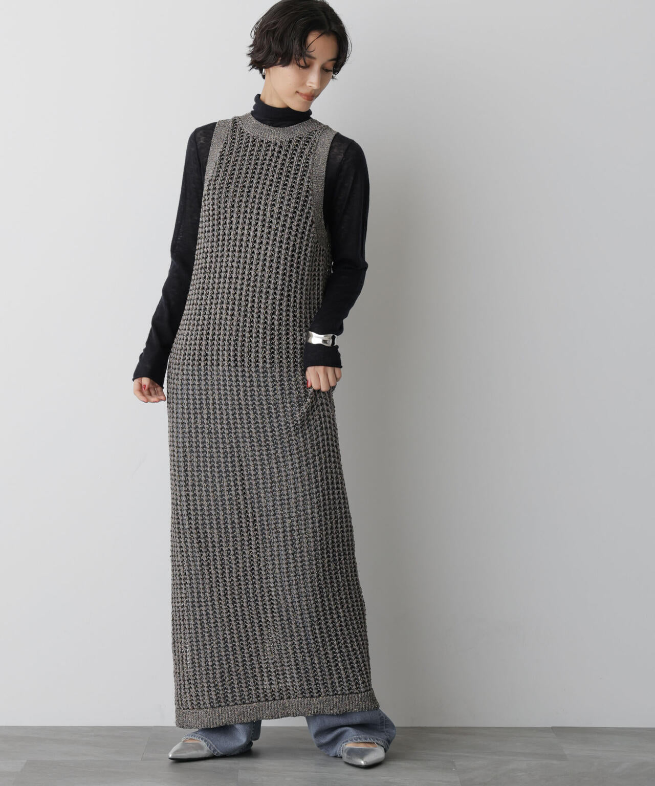 Missoni リネン　ニット　ワンピース One-shoulder dress in striped ribbed knit with lurex