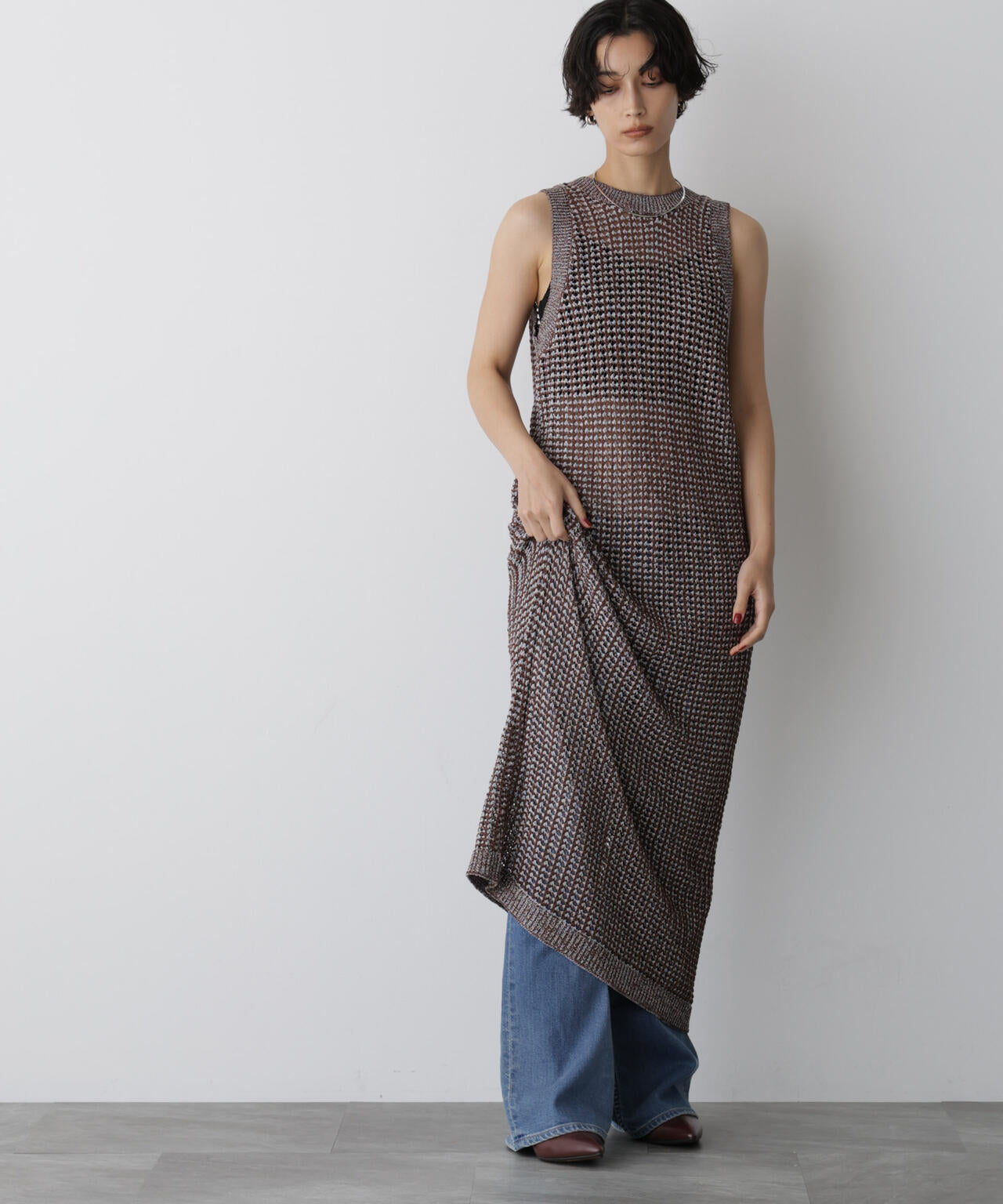 「STEVELOUR」シャイニーレースニットワンピース 6695222328