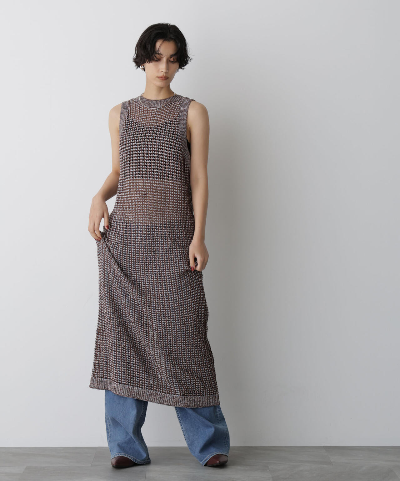 「STEVELOUR」シャイニーレースニットワンピース 6695222328