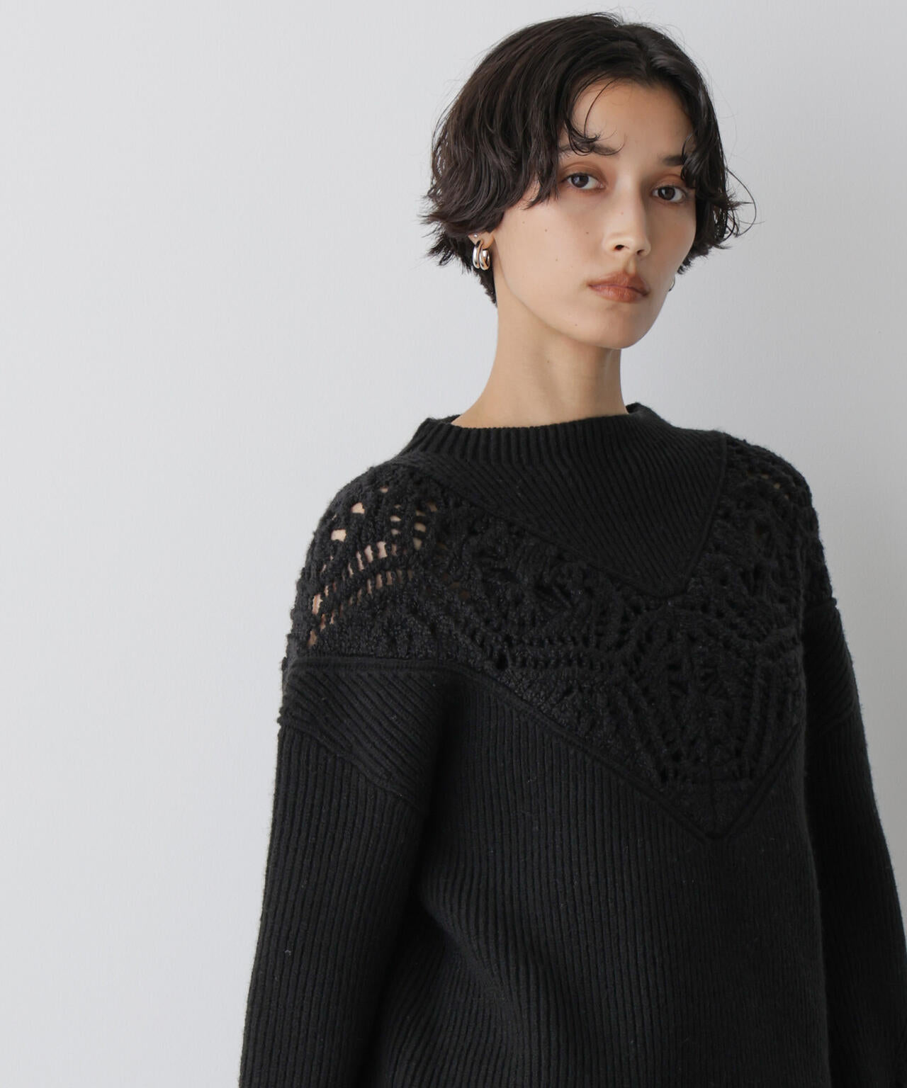 STEVELOUR 」 レース モチーフ フレア 袖 ニット