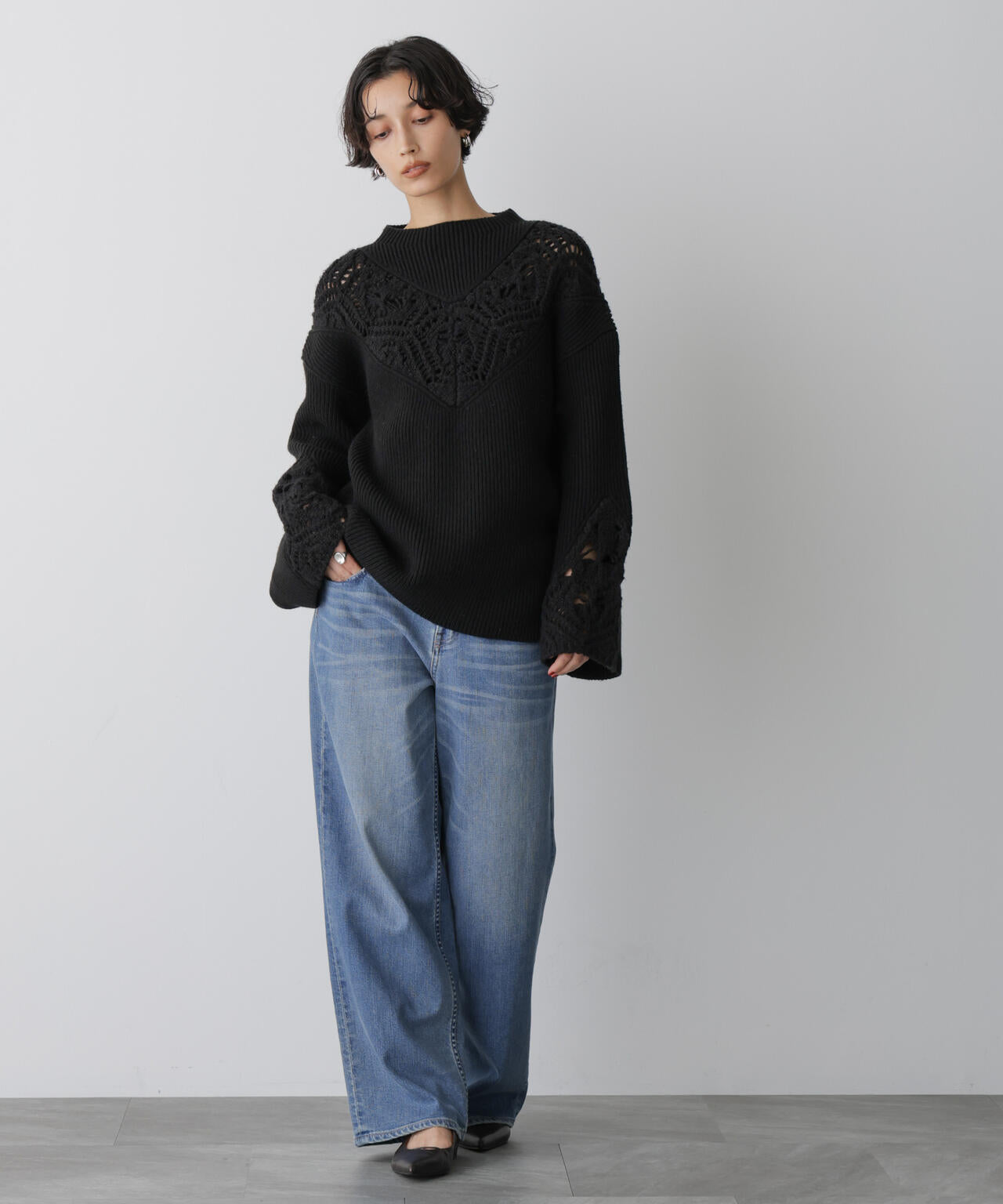 「STEVELOUR」レースモチーフフレア袖ニット 6695222329