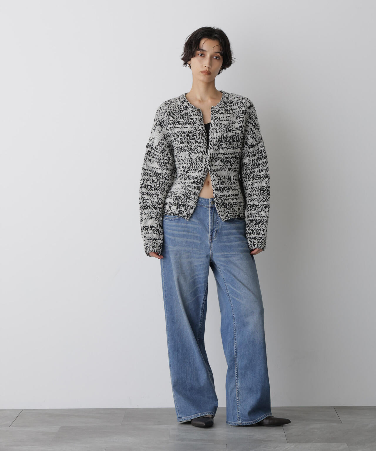 ナノユニバース（NANO universe）/「STEVELOUR」ミックスカラー2WAYスナップニット STEVELOUR」ミックスカラー 2WAY スナップ ニット