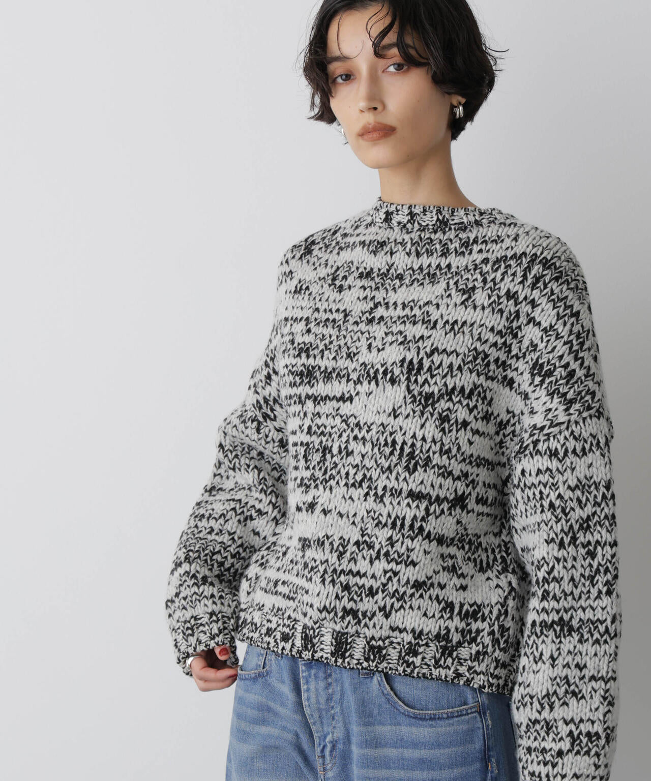 STEVELOUR」ミックスカラー 2WAY スナップ ニット