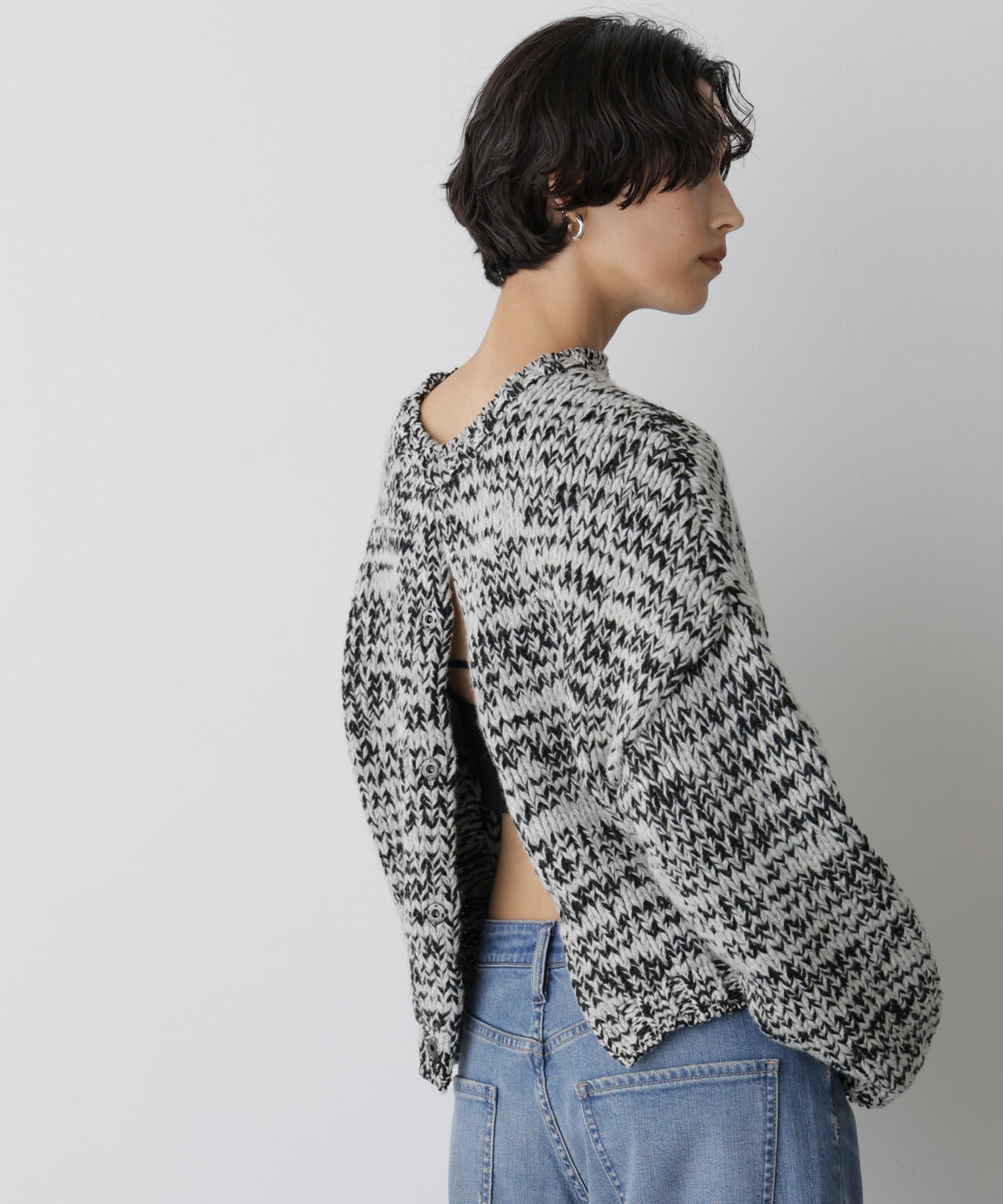 「STEVELOUR」ミックスカラー2WAYスナップニット