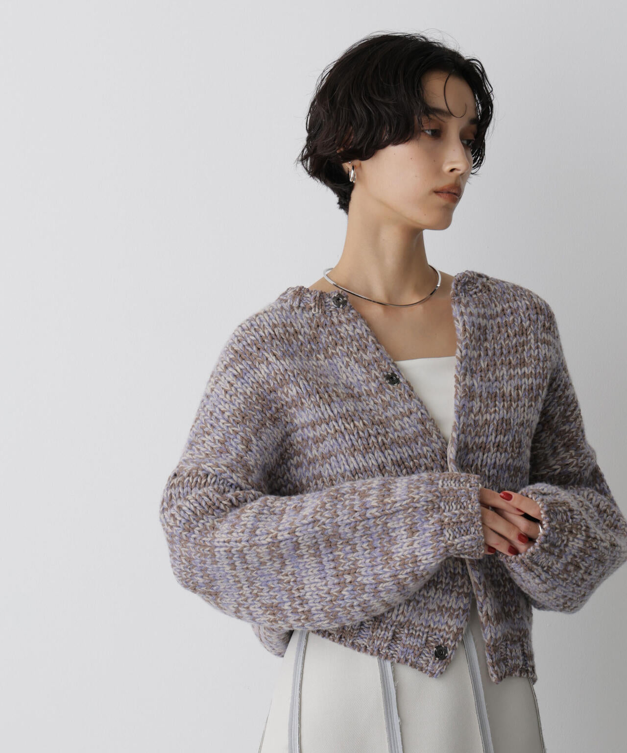 STEVELOUR」ミックスカラー 2WAY スナップ ニット