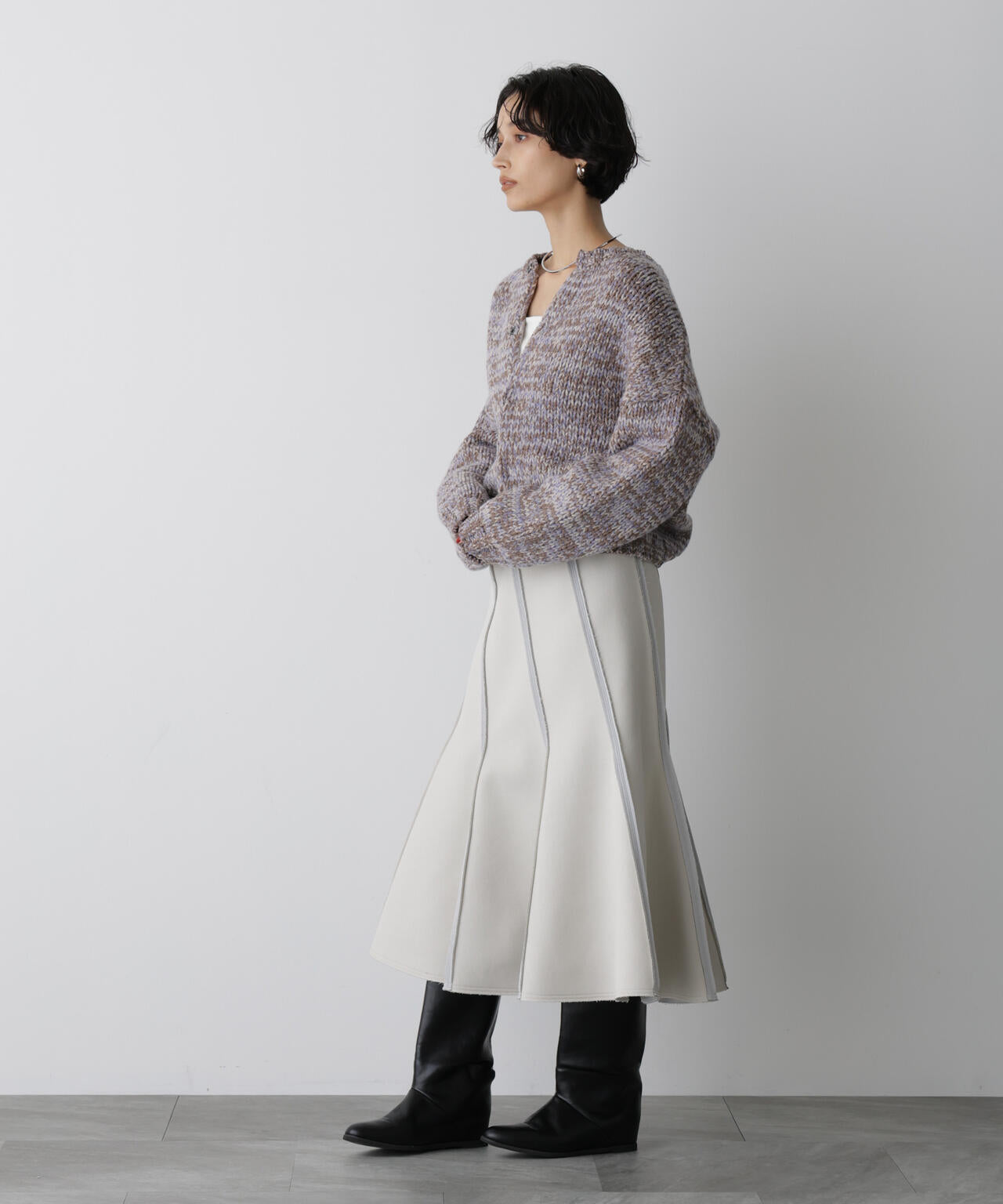 STEVELOUR」ミックスカラー 2WAY スナップ ニット