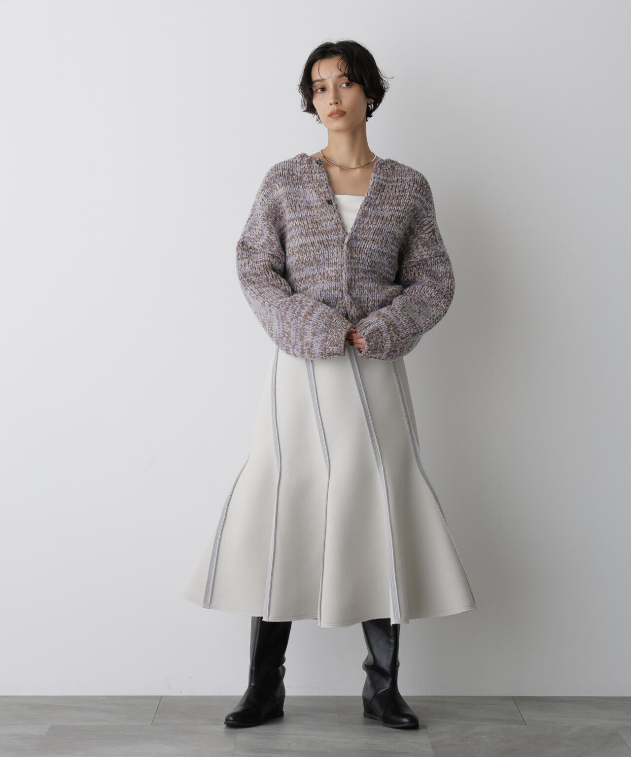 STEVELOUR」ミックスカラー 2WAY スナップ ニット
