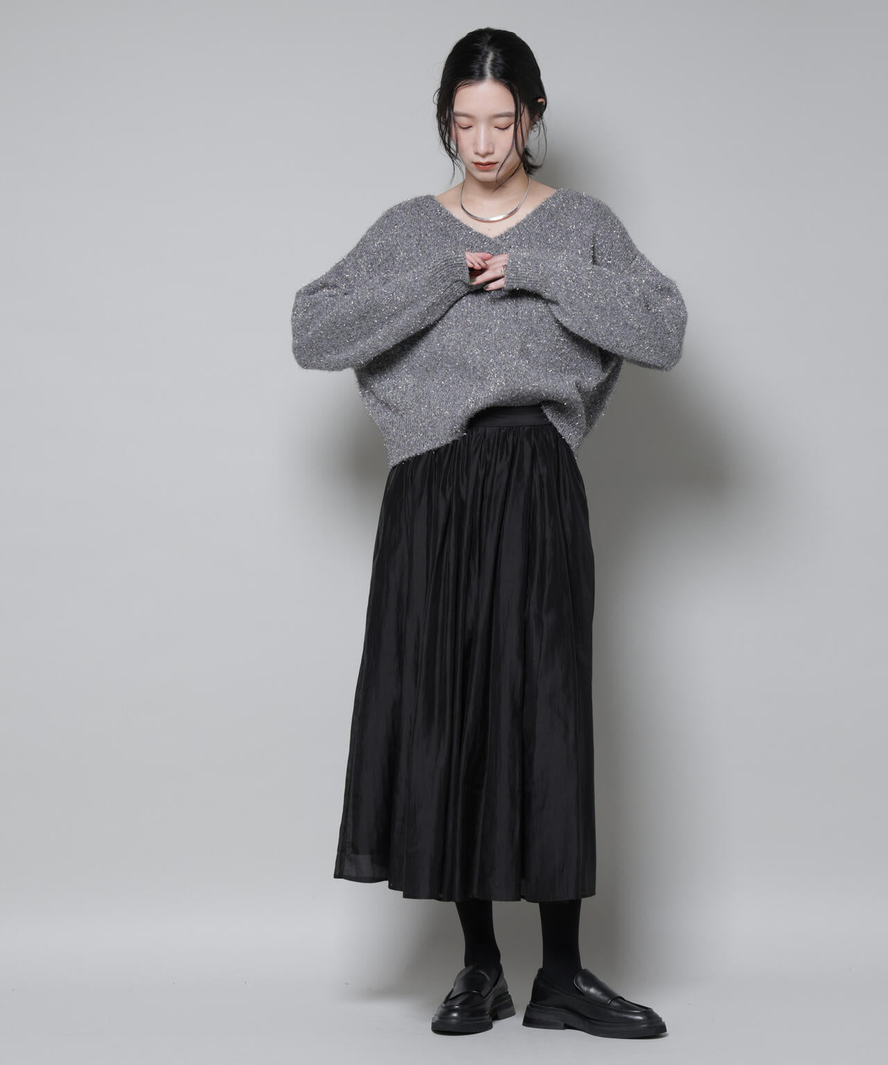 前後2wayラメミックスフェザーニット 6695222335