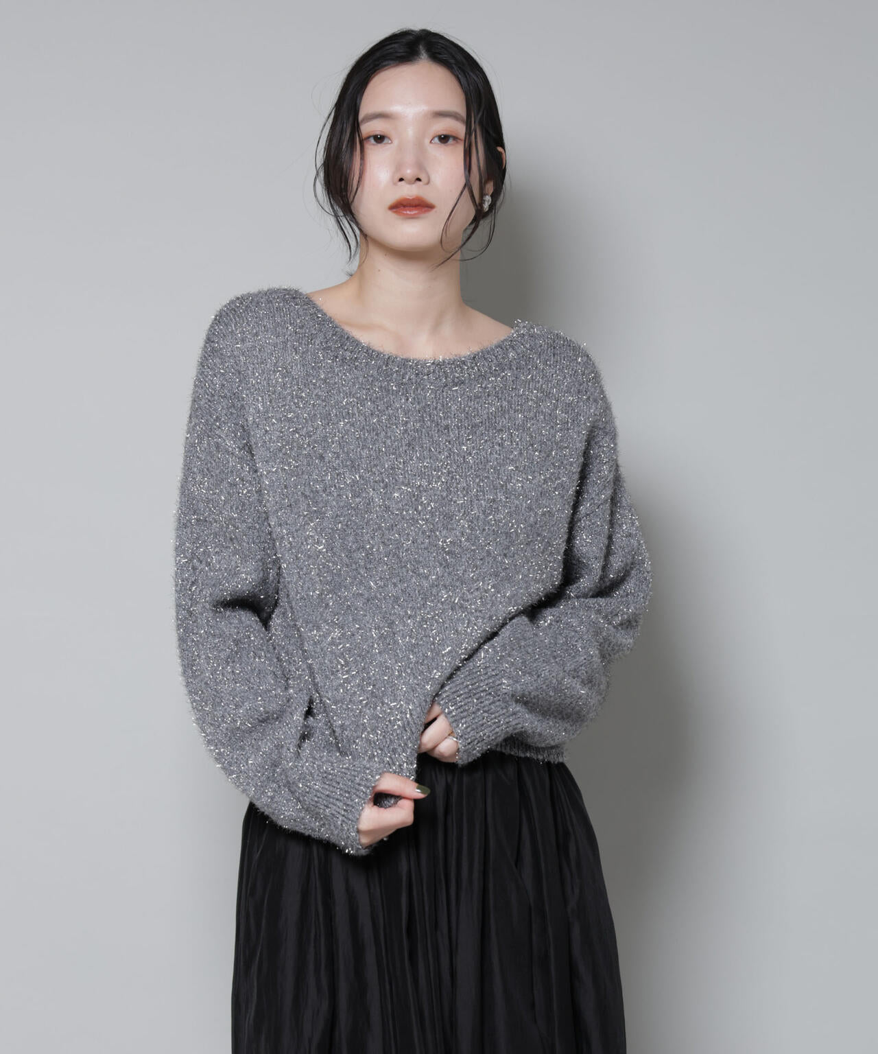 前後2wayラメミックスフェザーニット 6695222335