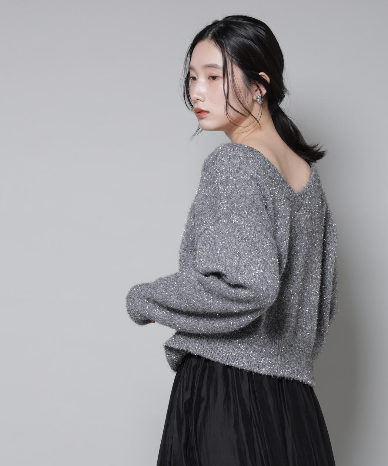 前後2wayラメミックスフェザーニット 6695222335