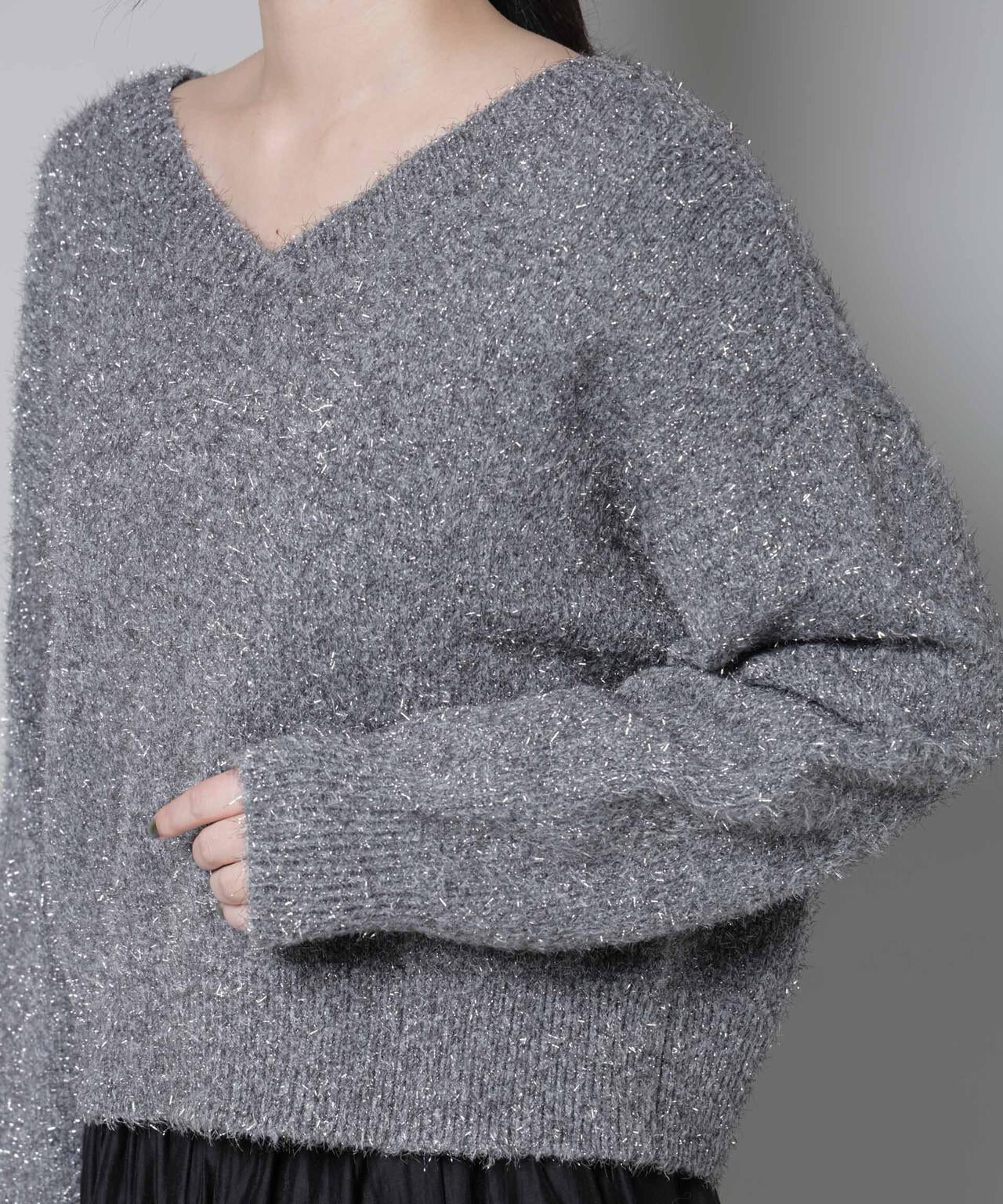 前後2wayラメミックスフェザーニット 6695222335