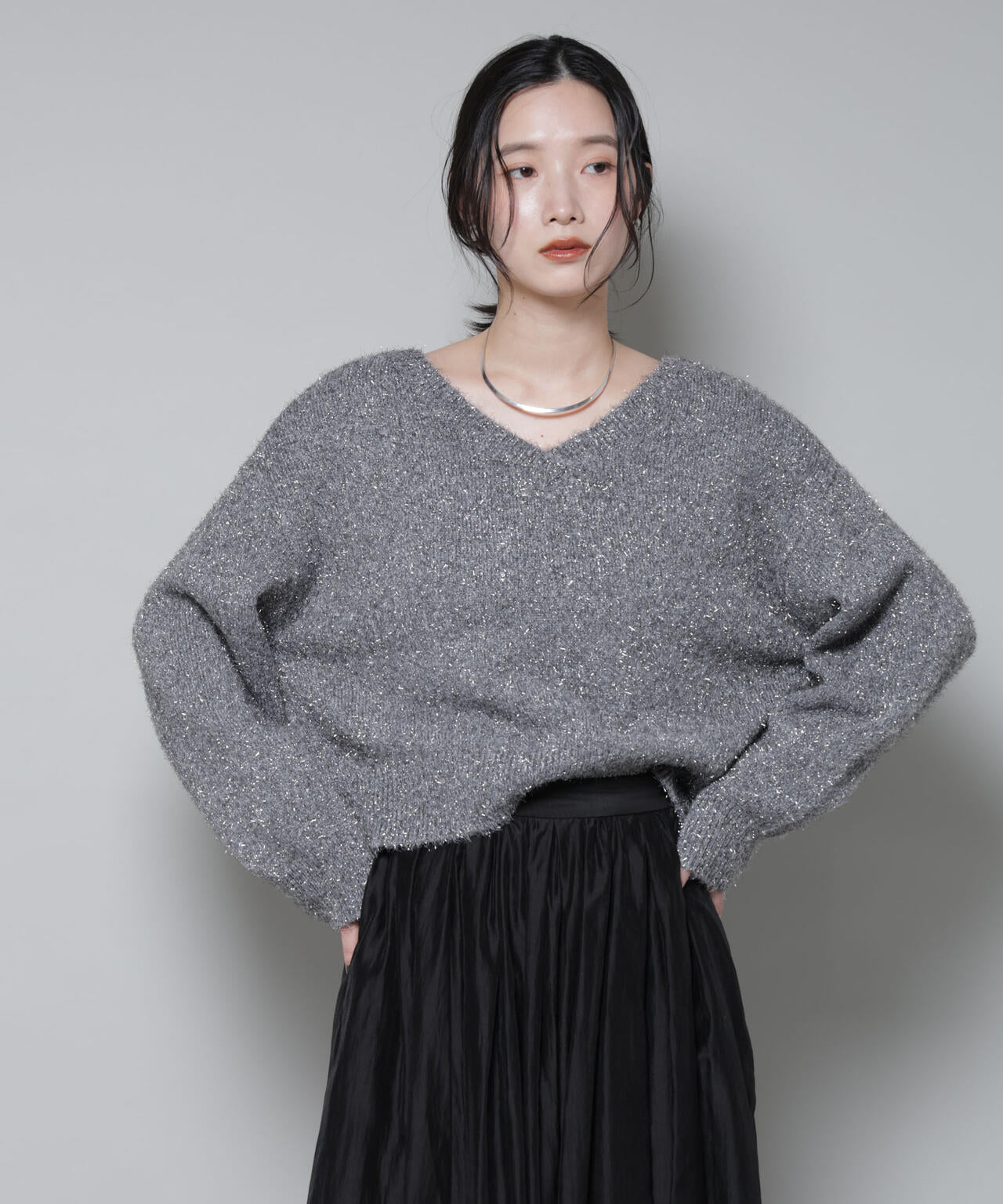 ナノユニバース（NANO universe）/前後2wayラメミックスフェザーニット 前後2way ラメミックス フェザーニット